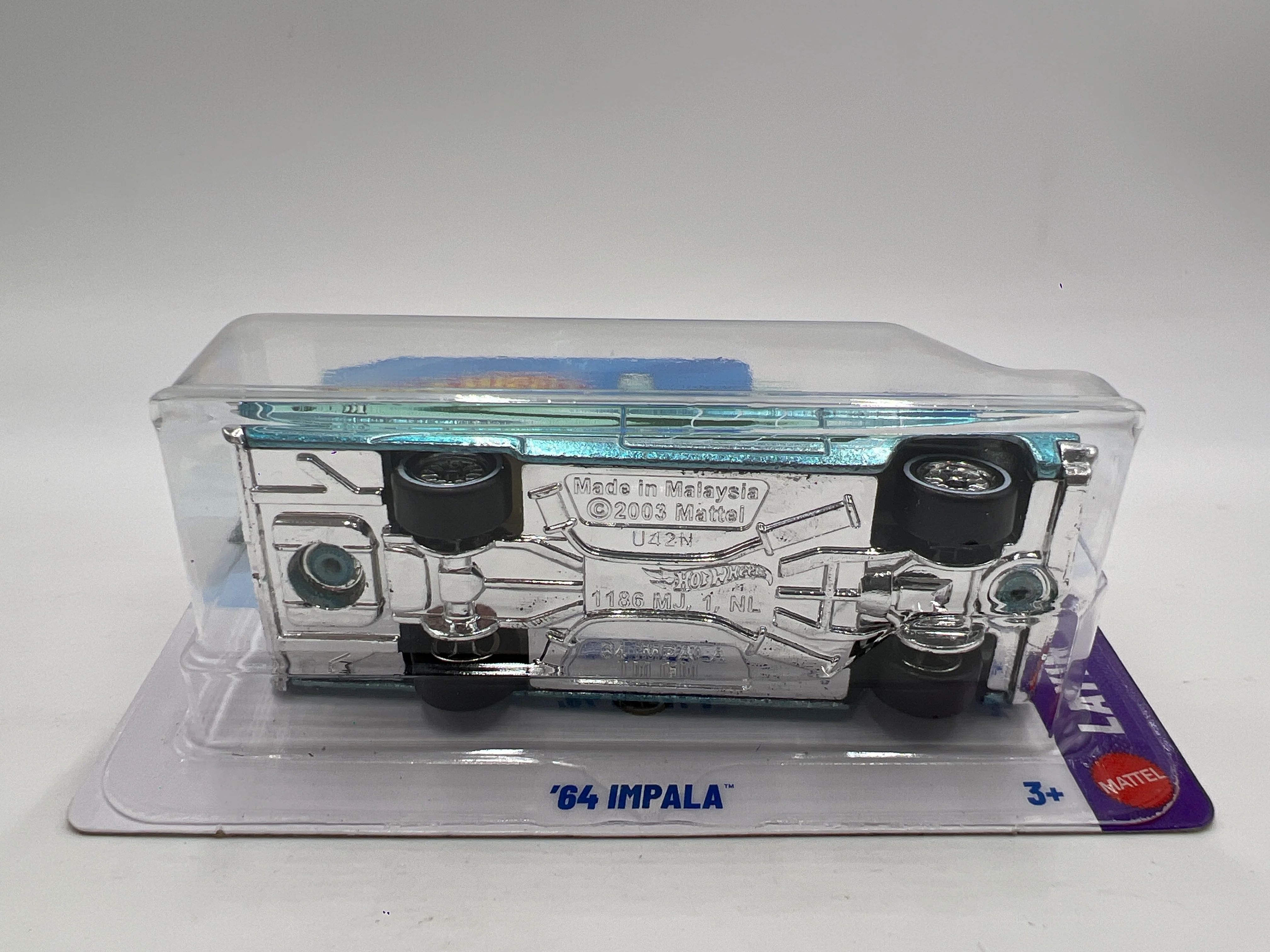 2026 Hot Wheels Short Card Super Treasure Hunt #95 64 Impala Light Blue W/Protector - Image 5