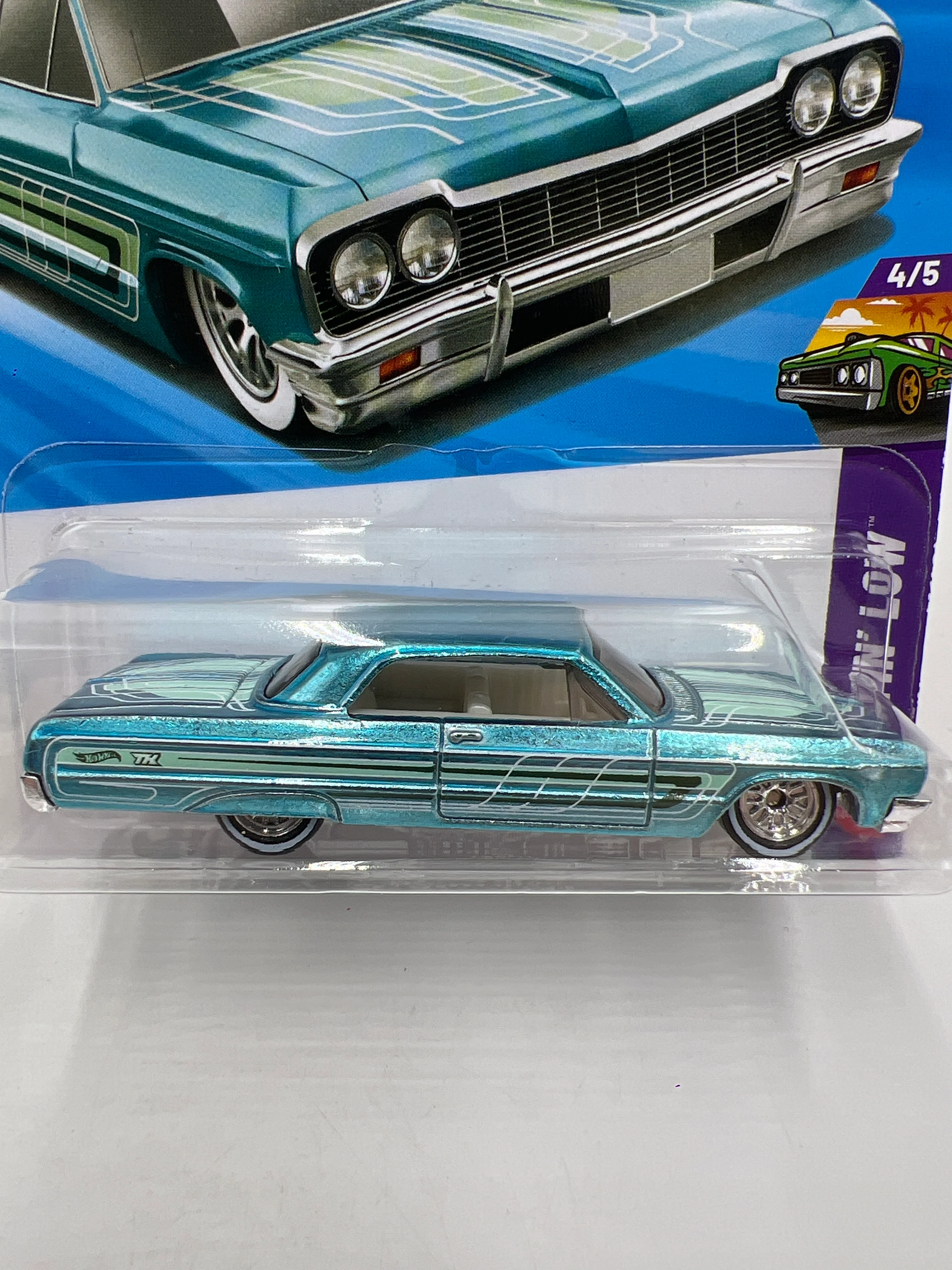 2026 Hot Wheels D Case Super Treasure Hunt #95 64 Impala Light Blue W/Protector - Image 2