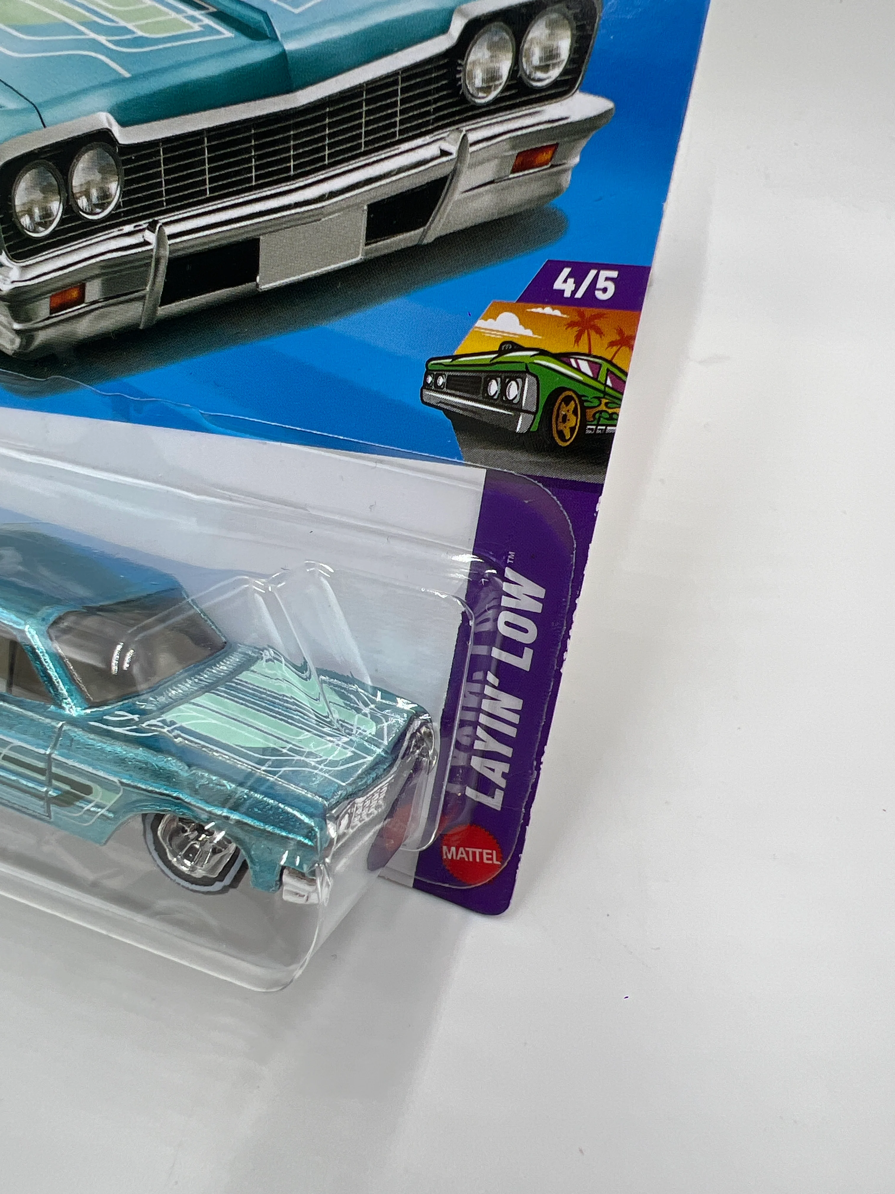 2026 Hot Wheels D Case Super Treasure Hunt #95 64 Impala Light Blue W/Protector - Image 3