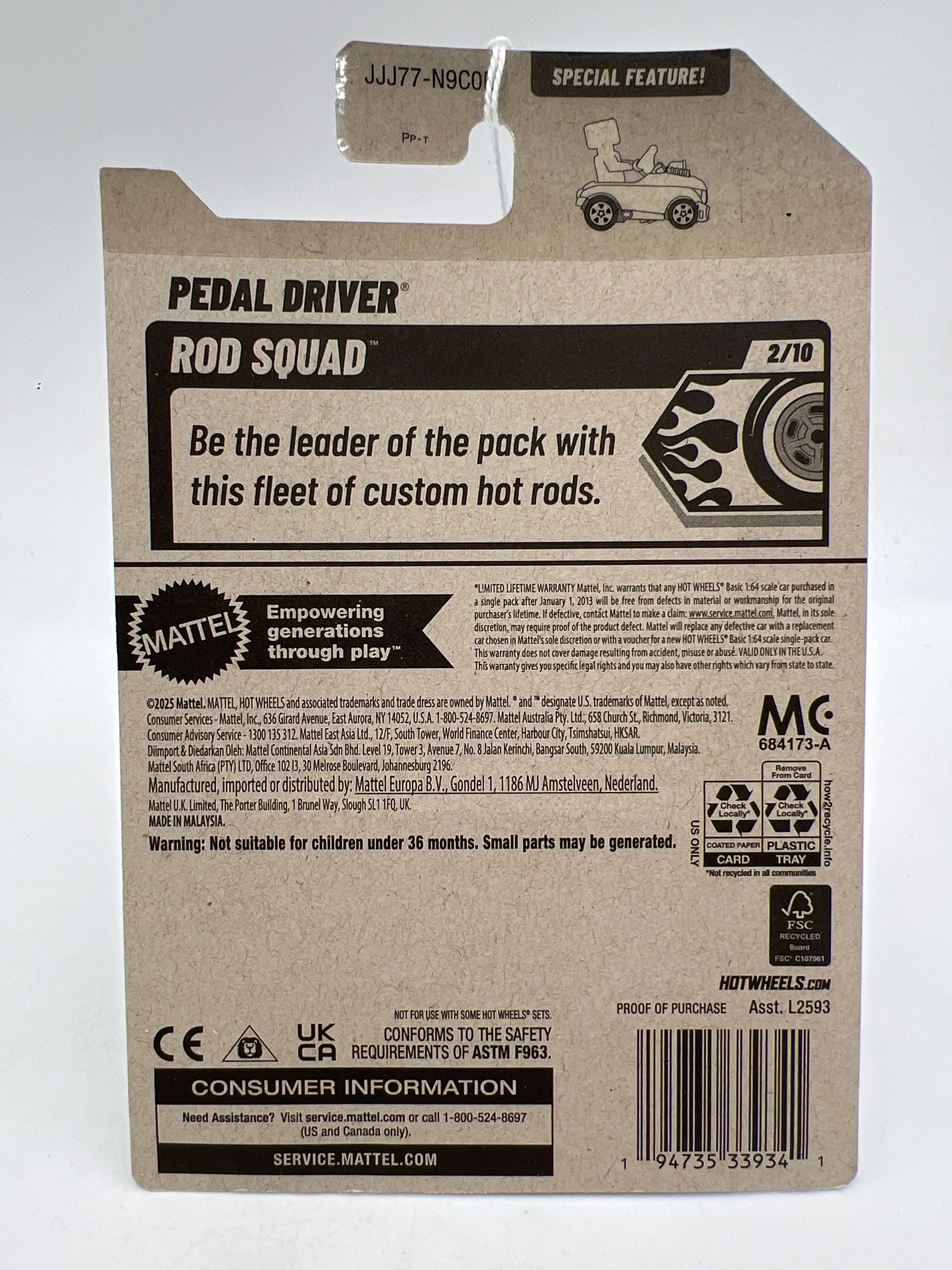 2026 Hot Wheels E Case #118 Pedal Driver Silver/Purple - Image 2