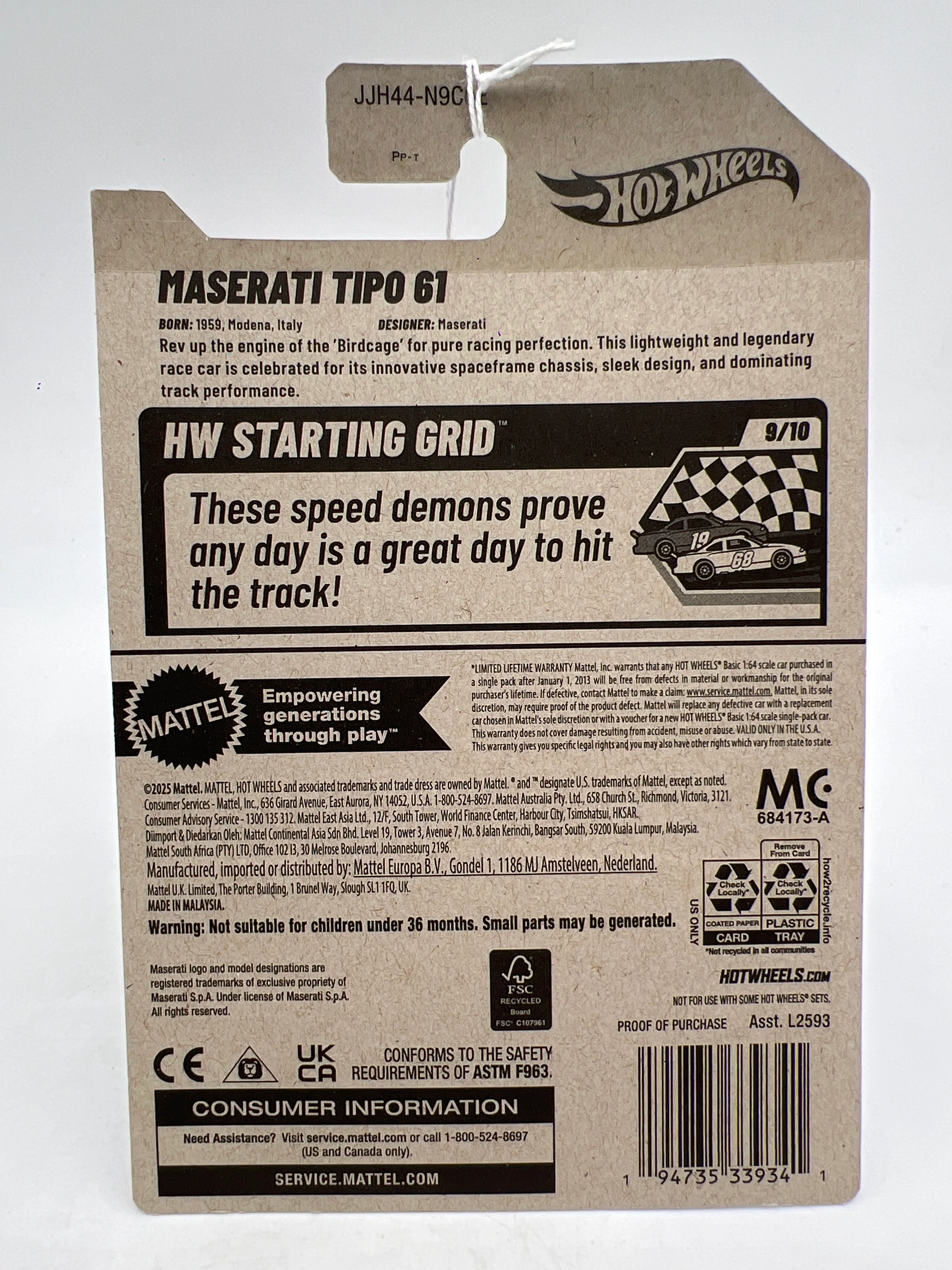 2026 Hot Wheels E Case #123 Maserati Tipo 61 White 67H - Image 2