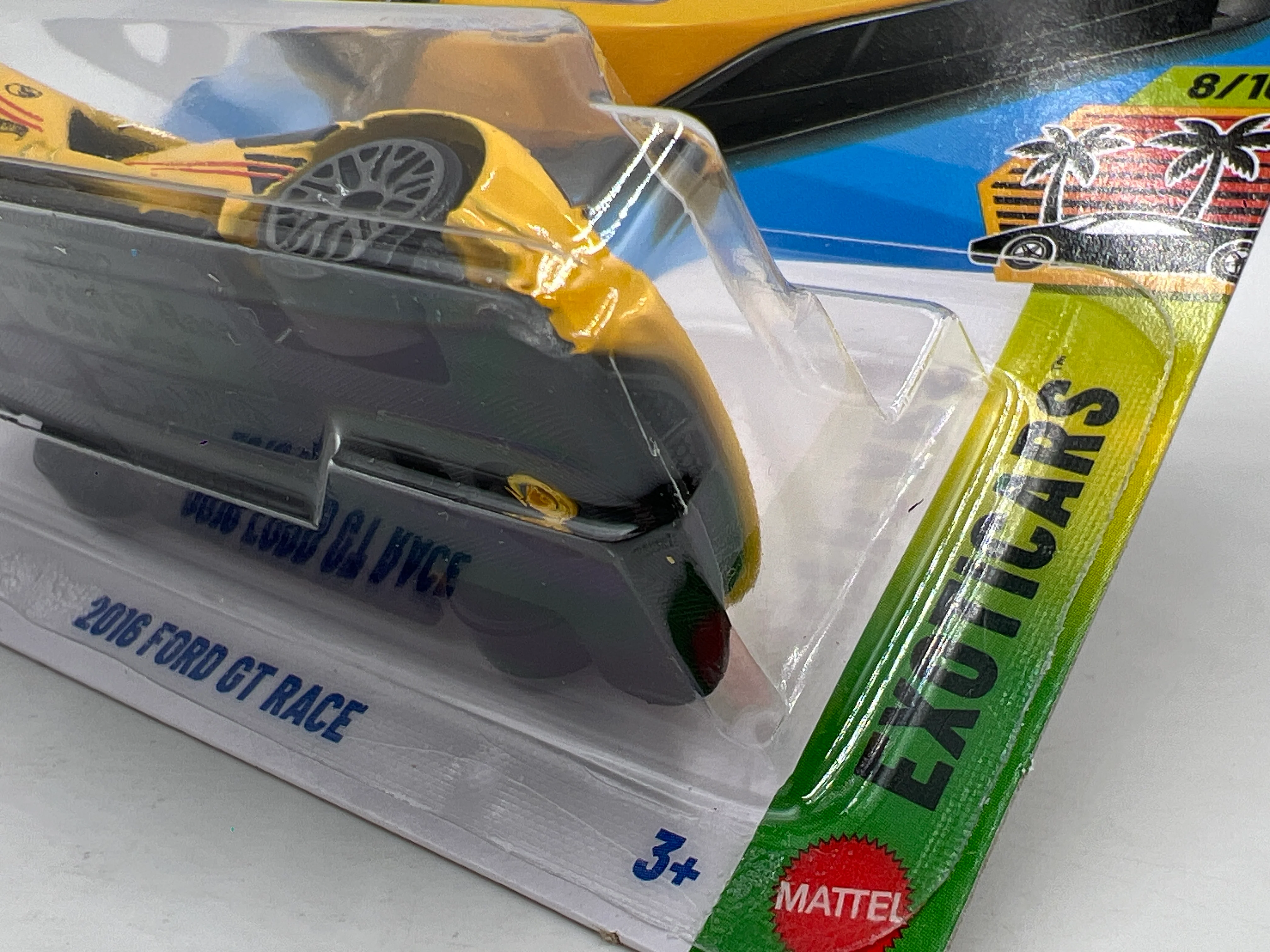 2026 Hot Wheels F Case Treasure Hunt #124 2016 Ford GT Race Yellow Cracked Blister - Image 2
