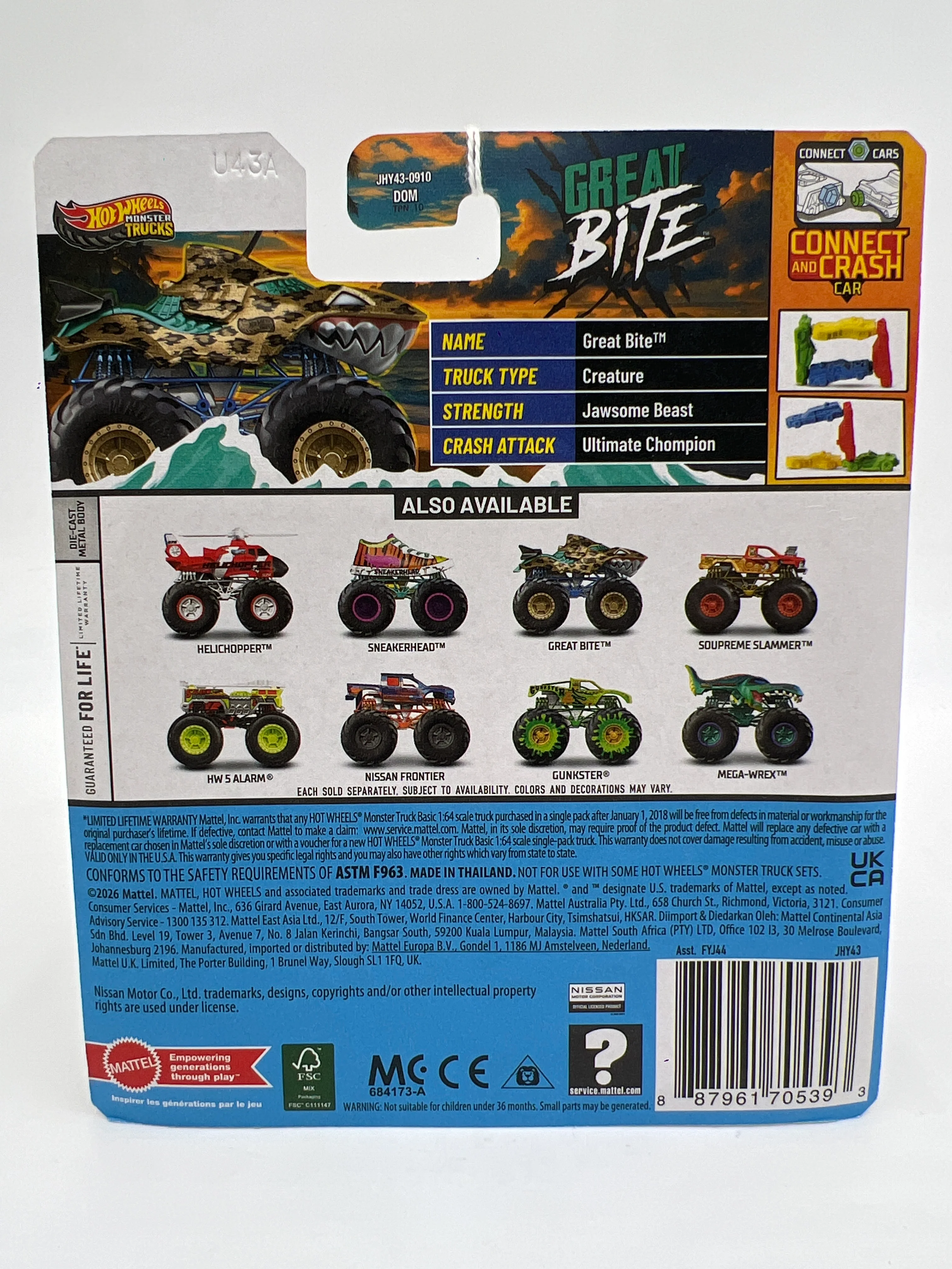 2026 Hot Wheels Monster Trucks Beast Bashers #3 Great Bite 134A - Image 2