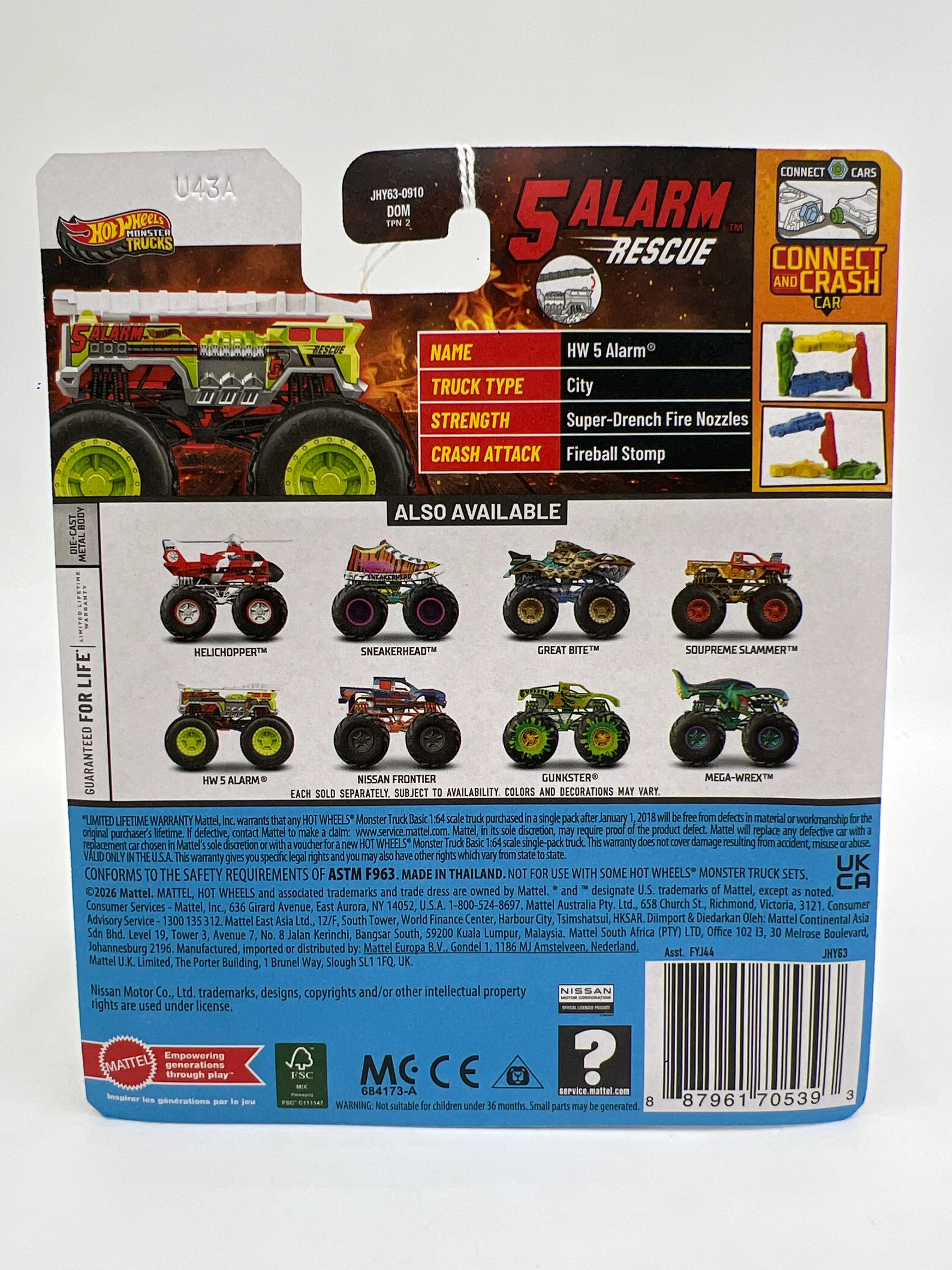 2026 Hot Wheels Monster Trucks  Champion Crashers #6 HW 5 Alarm 133E - Image 2