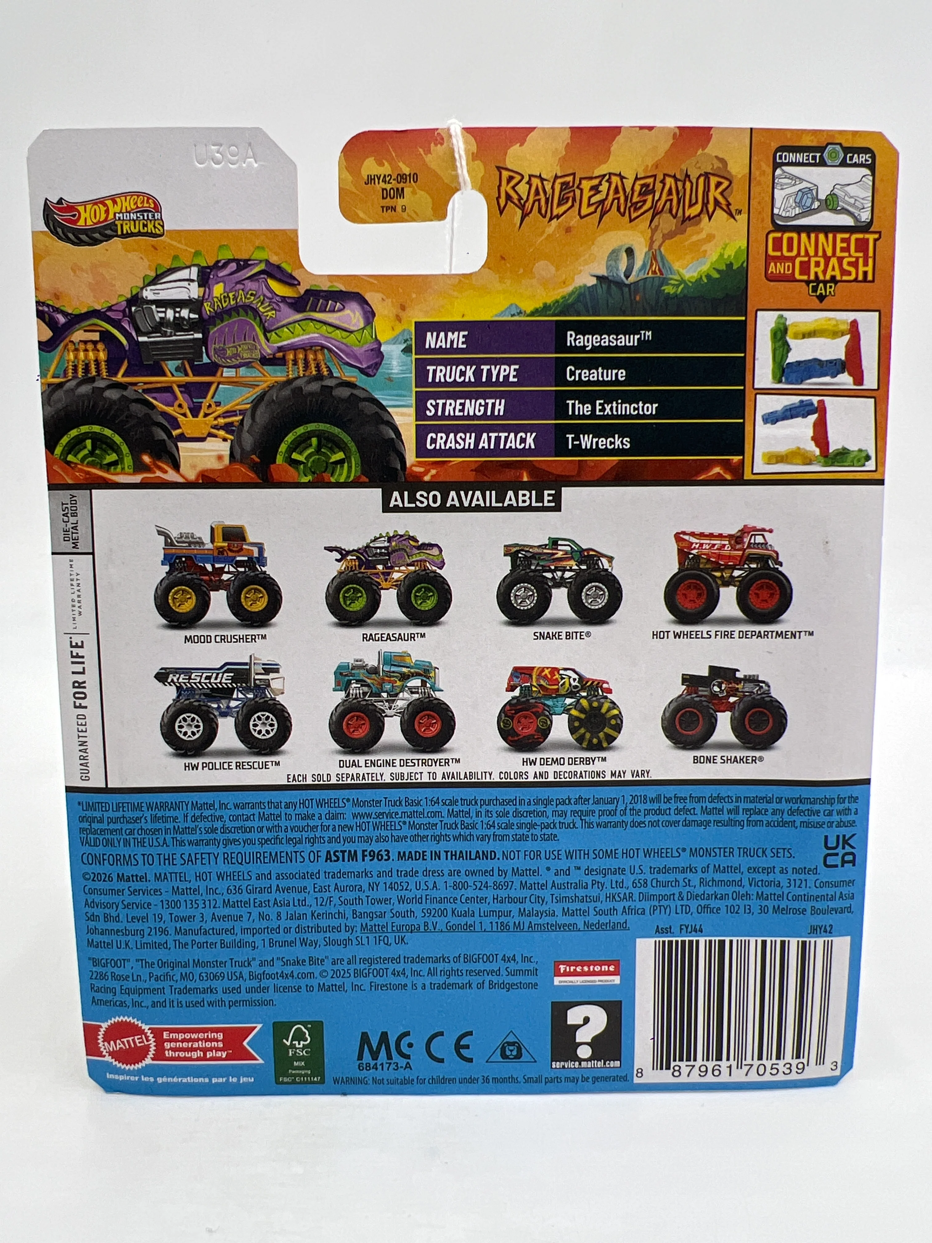 2026 Hot Wheels Monster Trucks Beast Bashers #2 Ragesaur 124D - Image 6