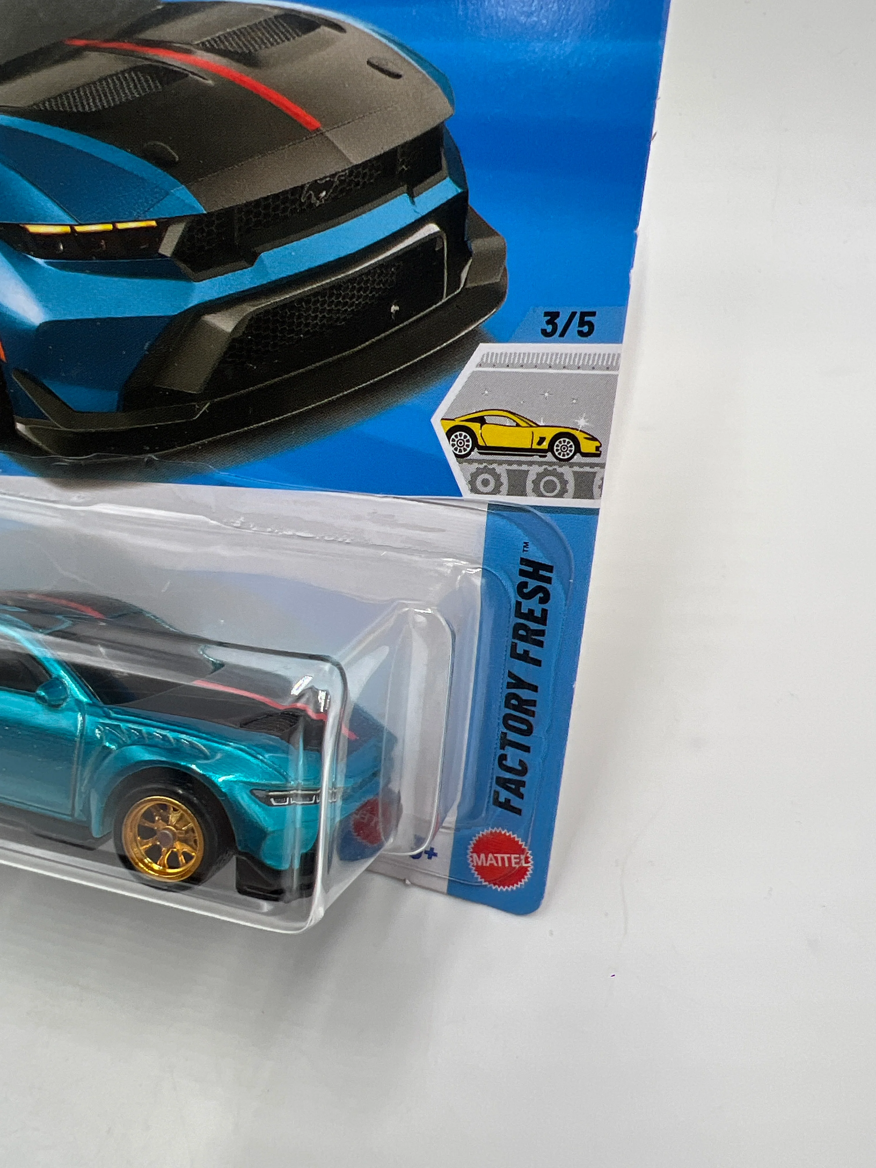 2026 Hot Wheels Super Treasure Hunt #43 Aldi Exclusive Ford Mustang GTD Blue W/Protector - Image 3