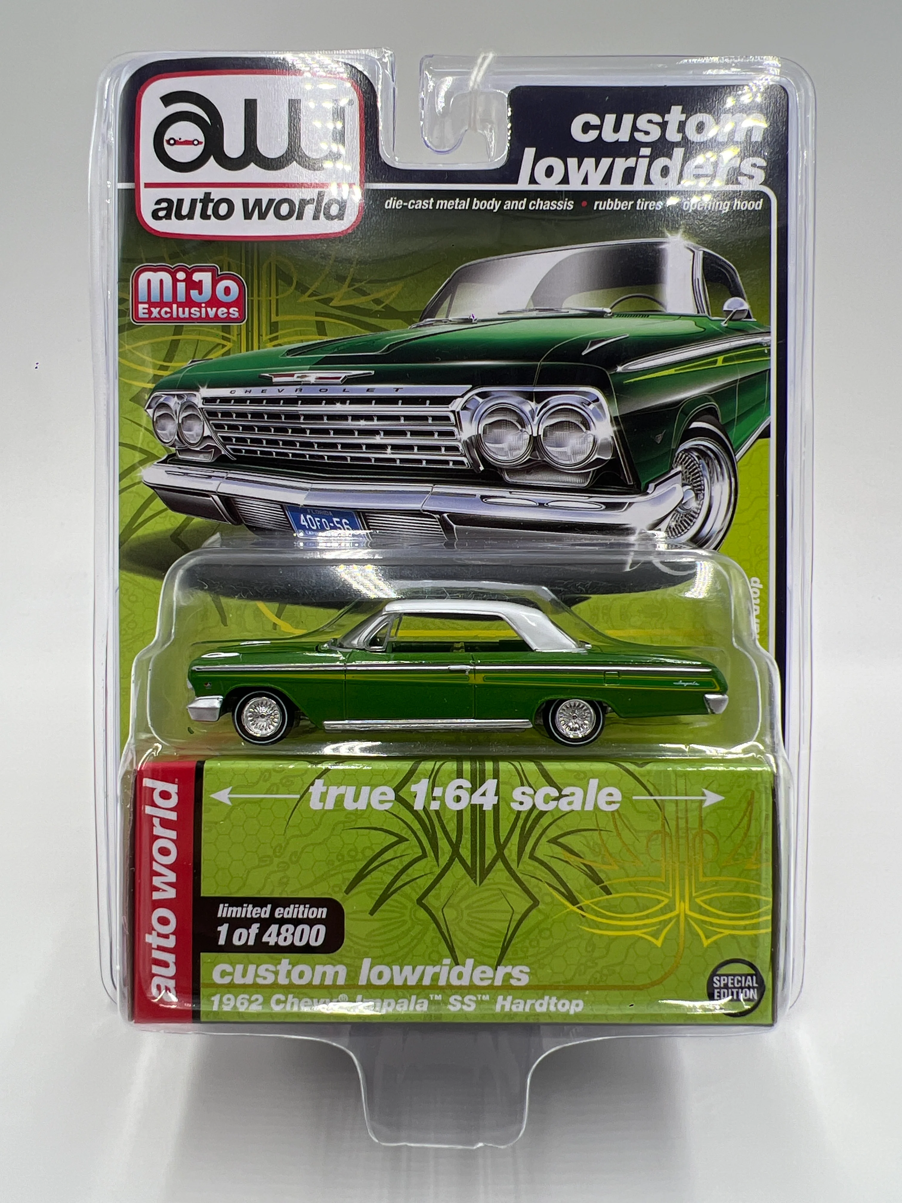 Auto World Mijo Exclusives Custom Lowriders 1962 Chevy Impala SS Hardtop Green 184F