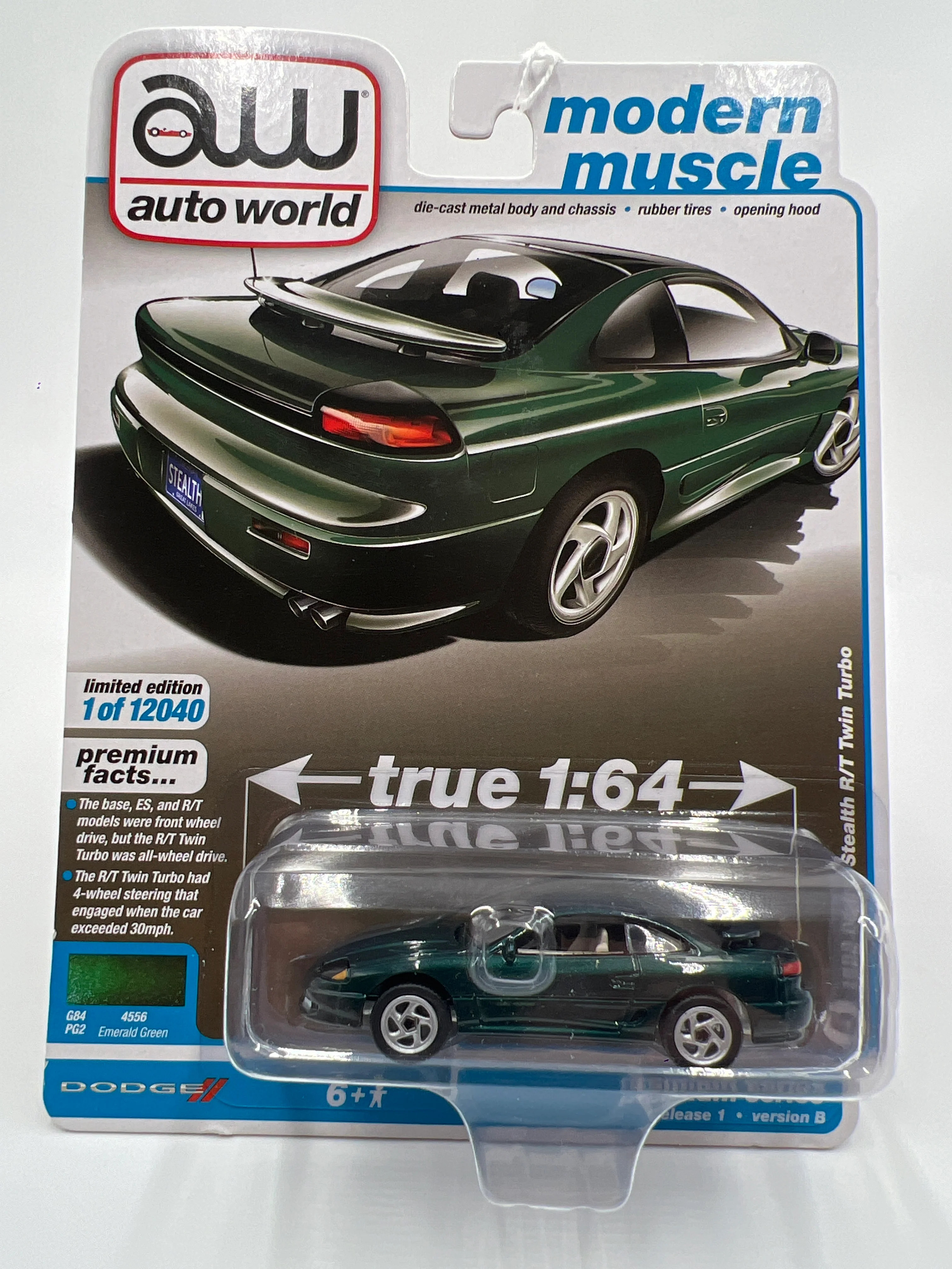 Auto World Modern Muscle Release 1 Version B 1992 Dodge Stealth R/T Twin Turbo Emerald Green 184B - Image 2