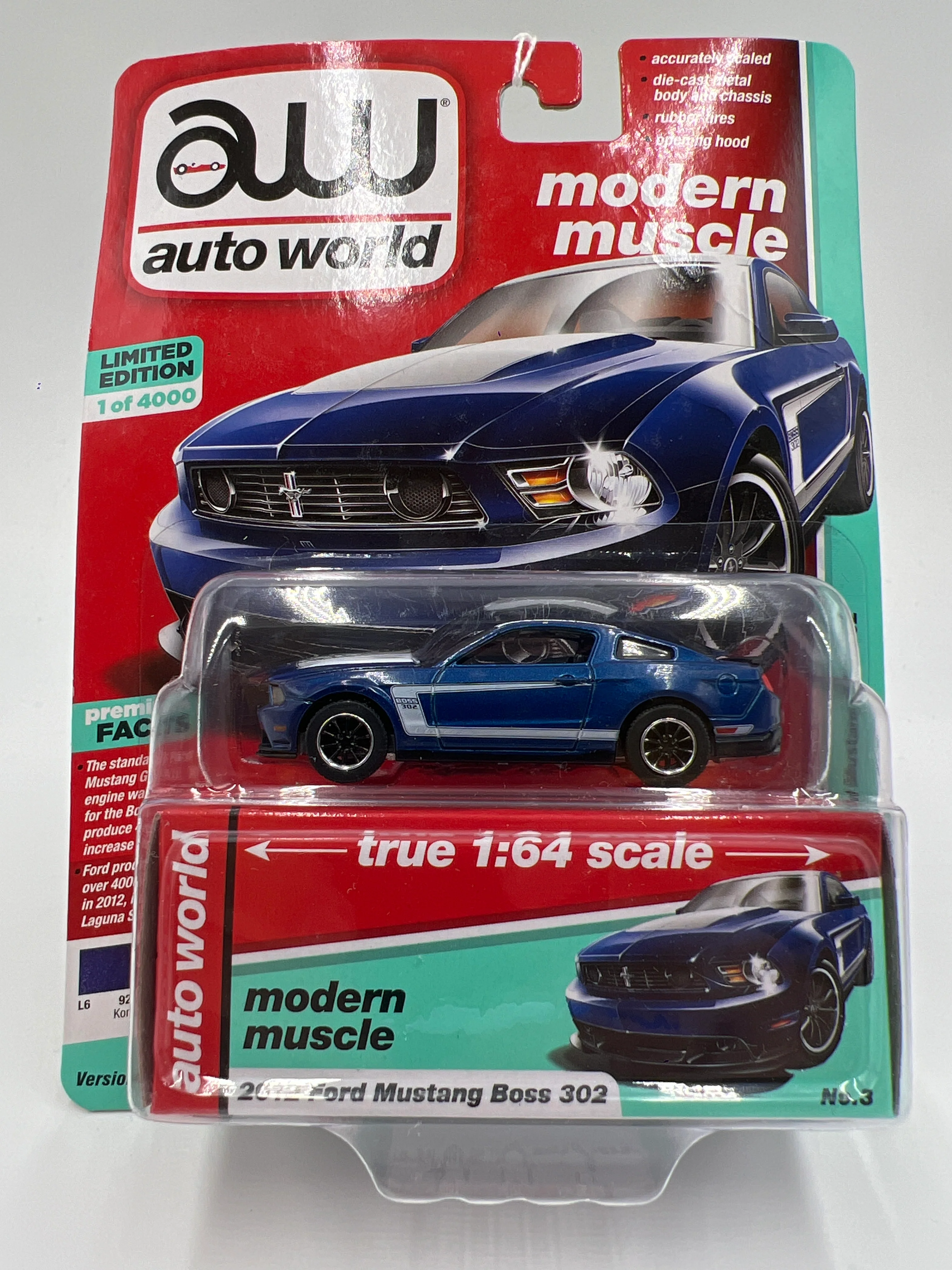 Auto World Modern Muscle Release 1 Version A 2012 Ford Mustang Boss 302 Blue - Image 2