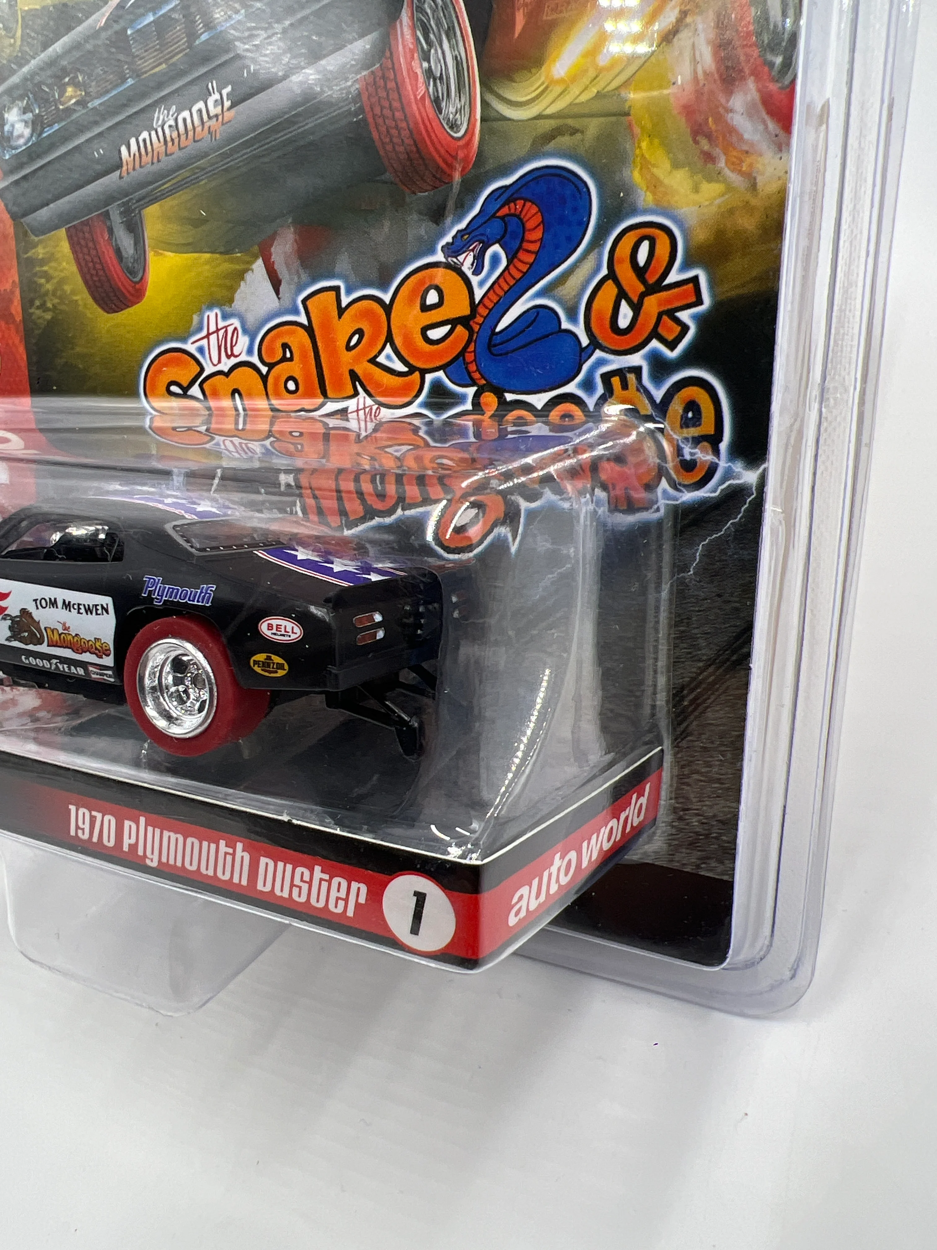 Auto World Supercon Exclusive 1/1008 Snake & Mongoose 1970 Plymouth Duster Mongoose Electric Slot Car VHTF - Image 4