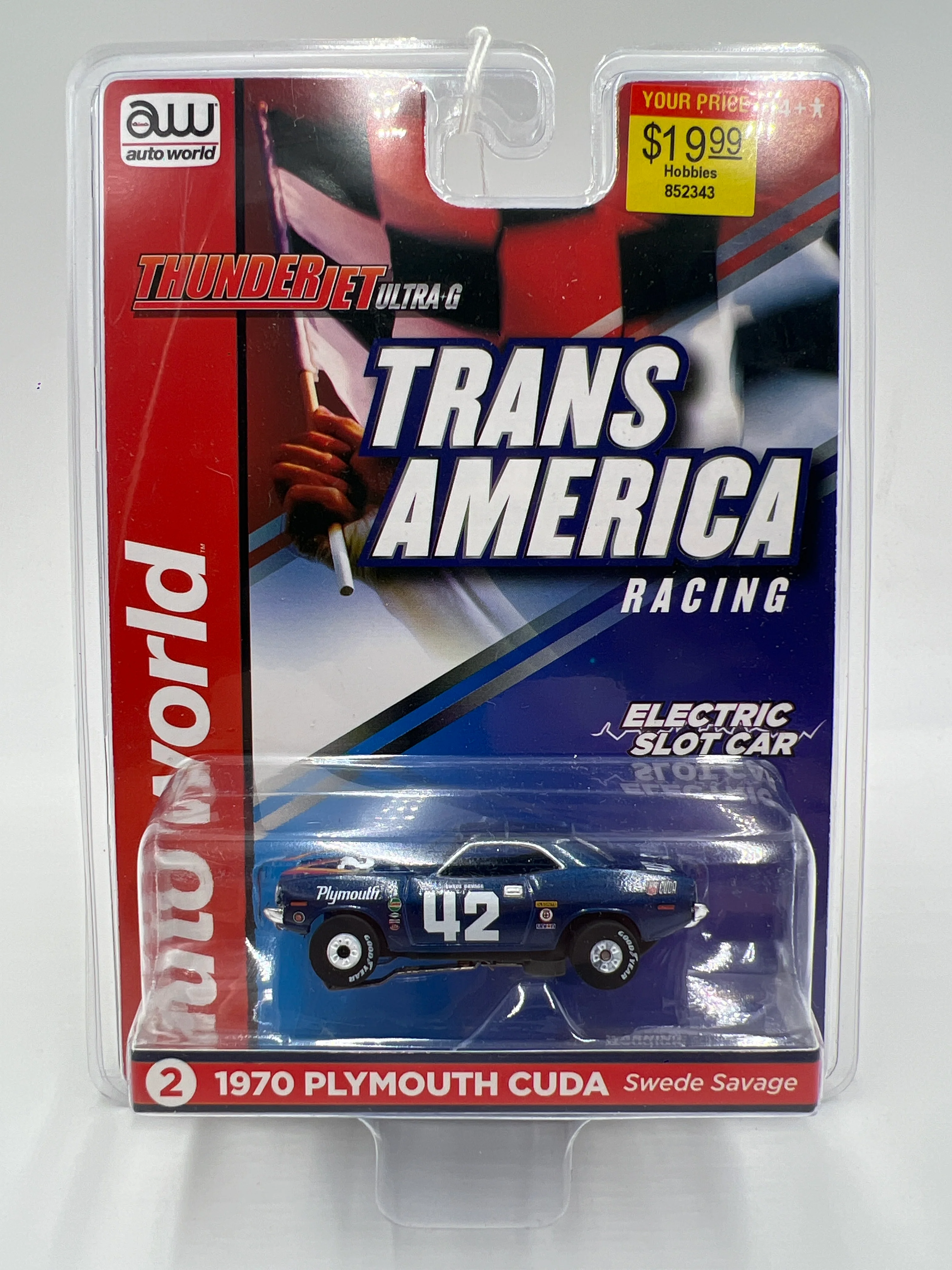 Auto World Thunderjet Ultra G #2 1970 Plymouth Cuda Swede Savage Blue