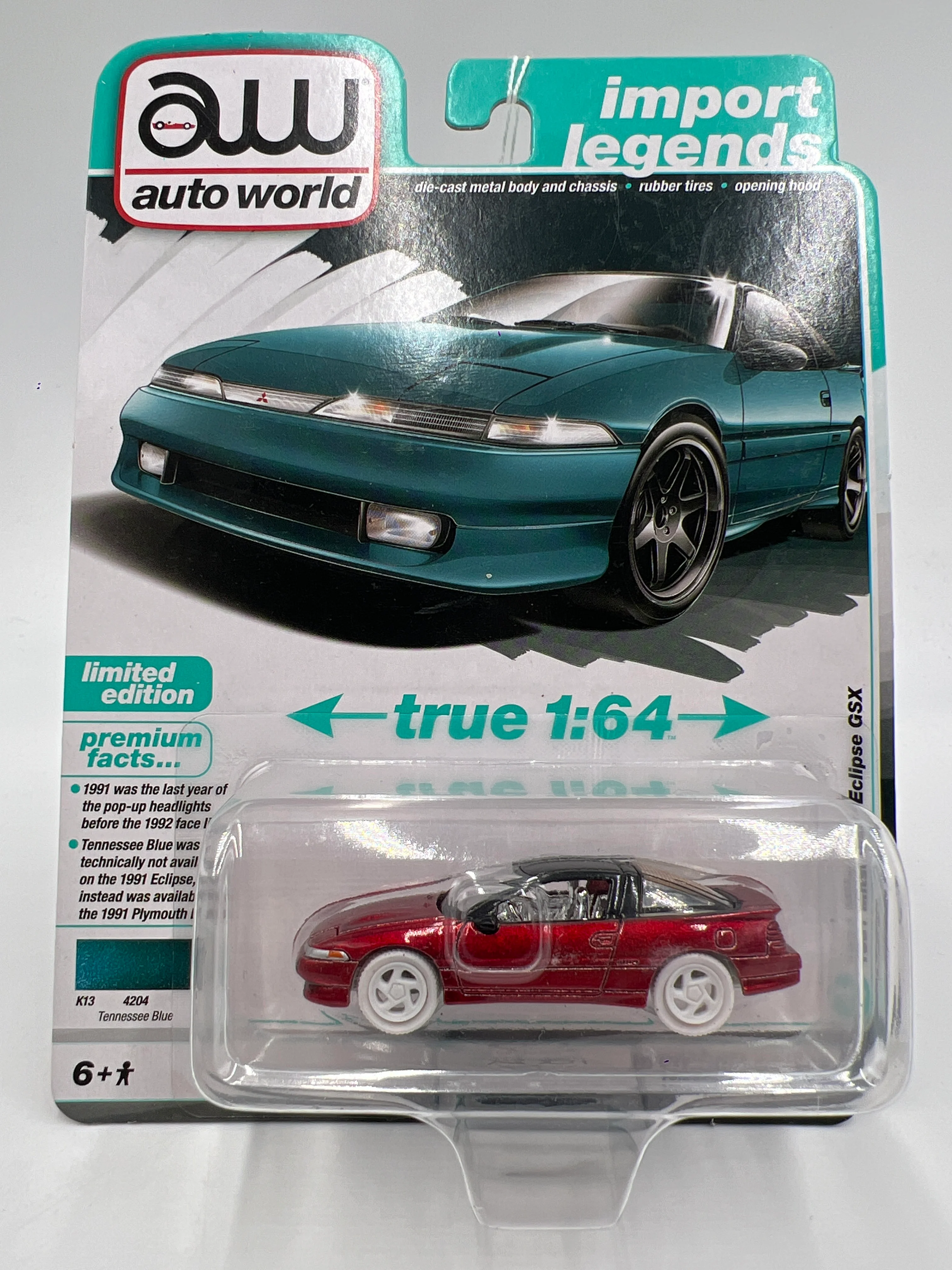 Auto World Ultra Red Chase Import Legends Release 1 Version B 1991 Mitsubishi Eclipse GSX Red