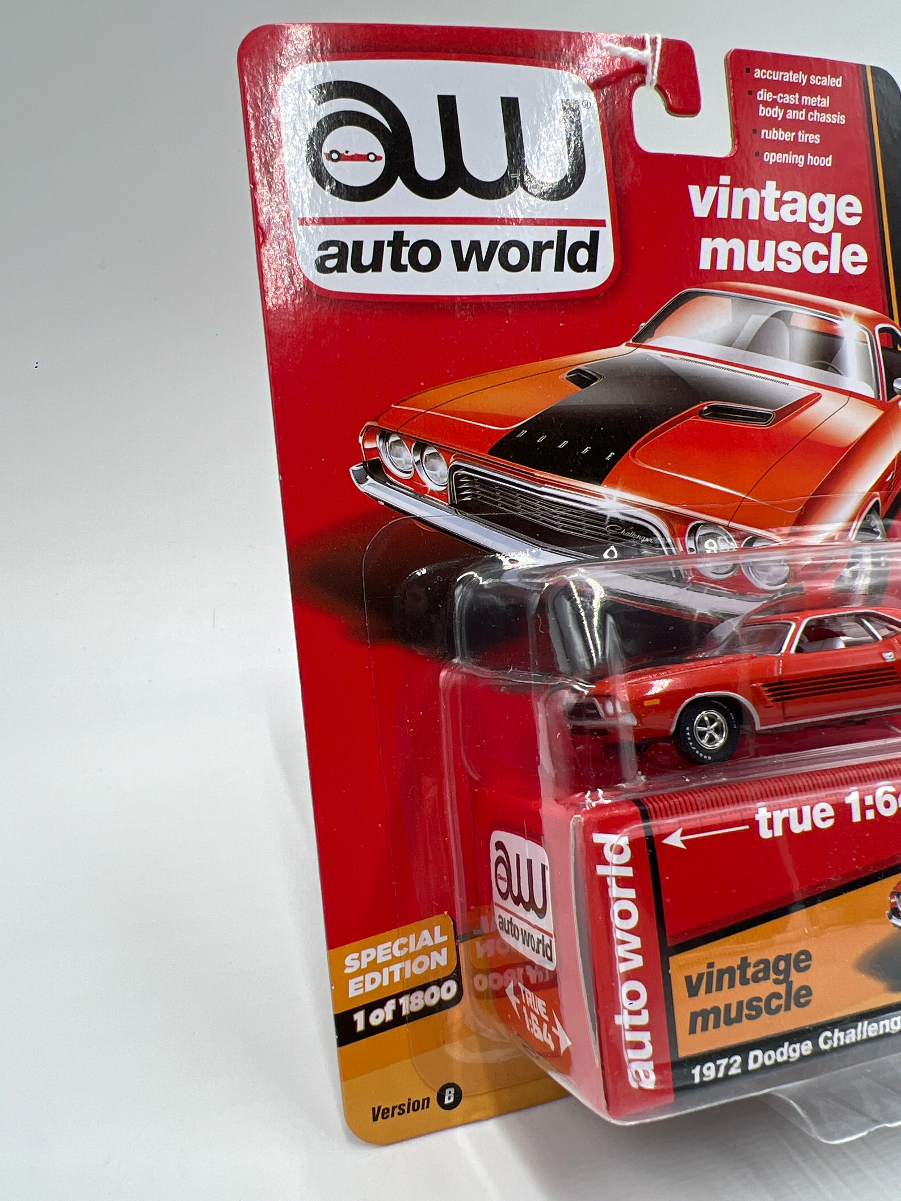 Auto World Vintage Muscle Hobby Exclusive 1/1800 1972 Dodge Challenger Orange - Image 4