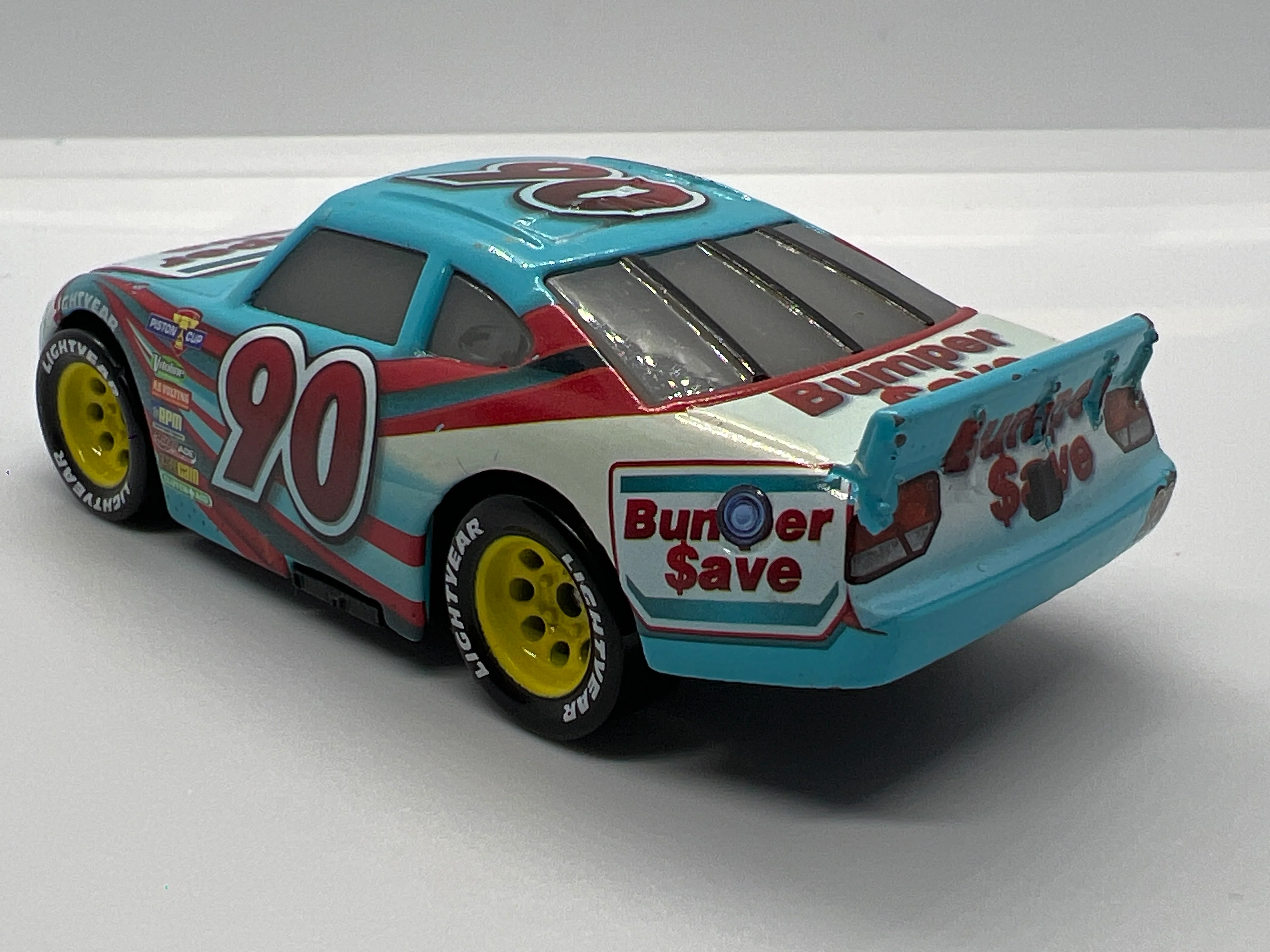 Disney Pixar Cars 3 #90 Ponchy Wipeout Bumper $ave Light Blue Loose - Image 2