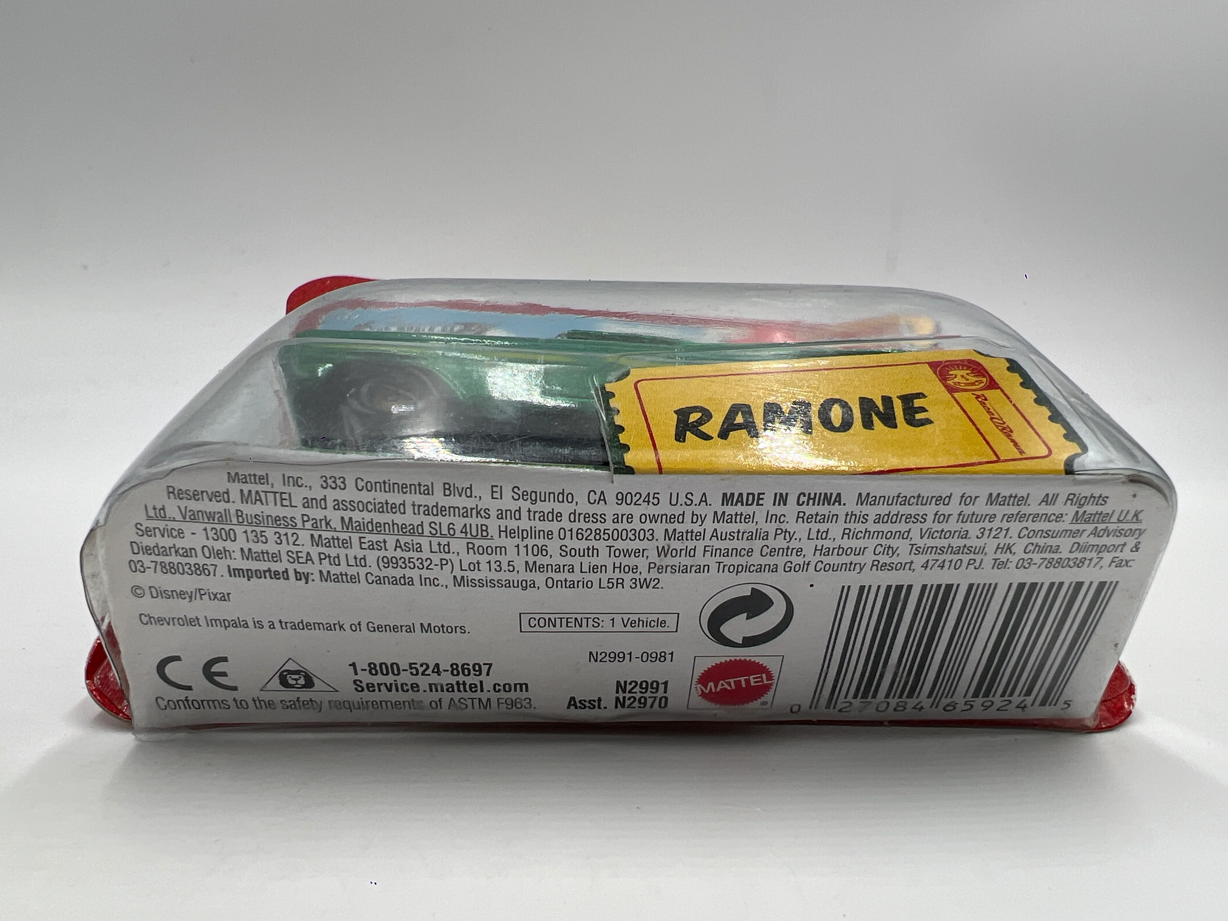 Disney Pixar The World Of Cars Race O Rama Short Card Ramone Green Cracked Blister - Image 5