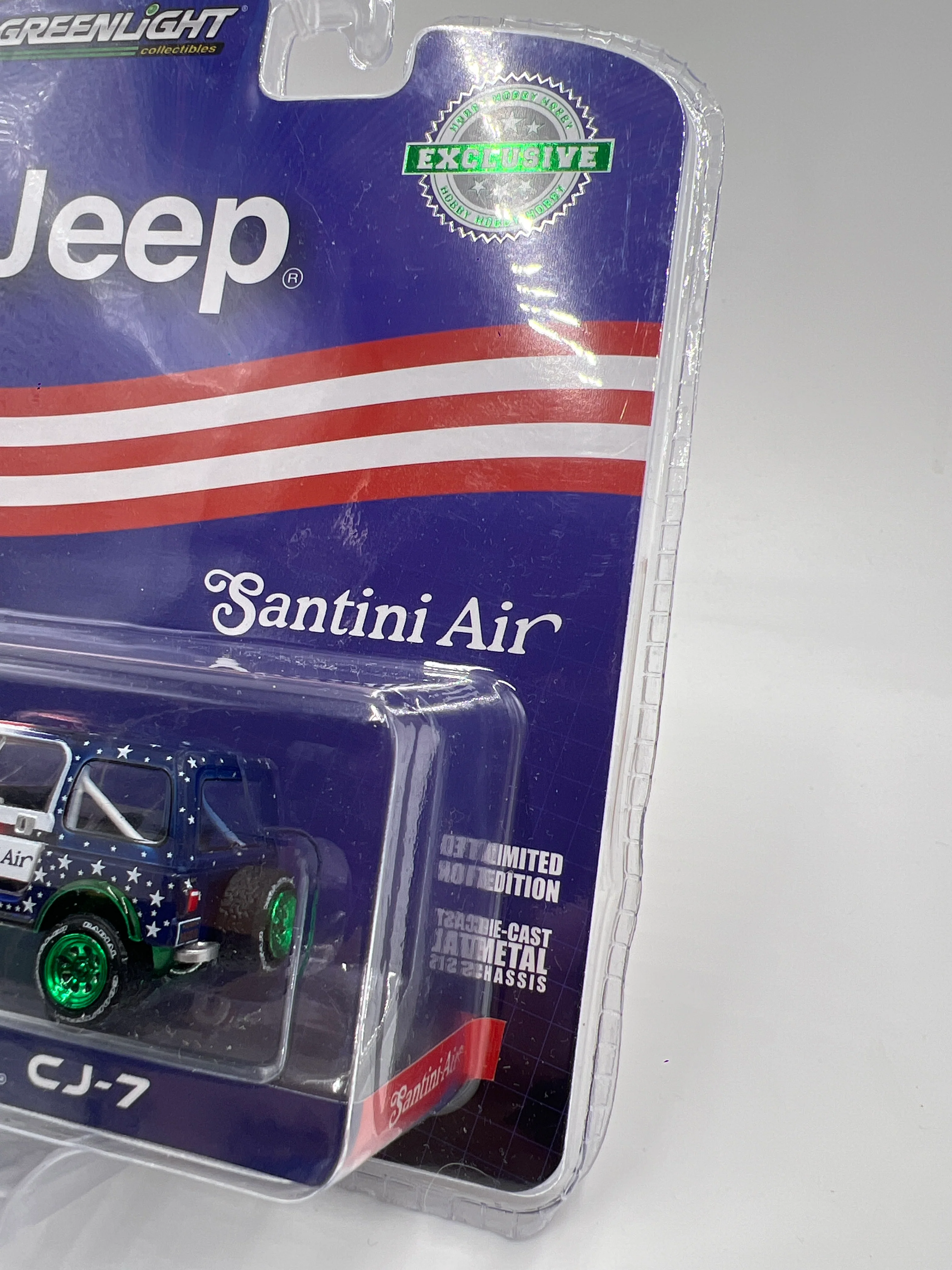 Greenlight Hobby Exclusive Satini Air CHASE 1982 Jeep CJ-7 American Flag VHTF - Image 4