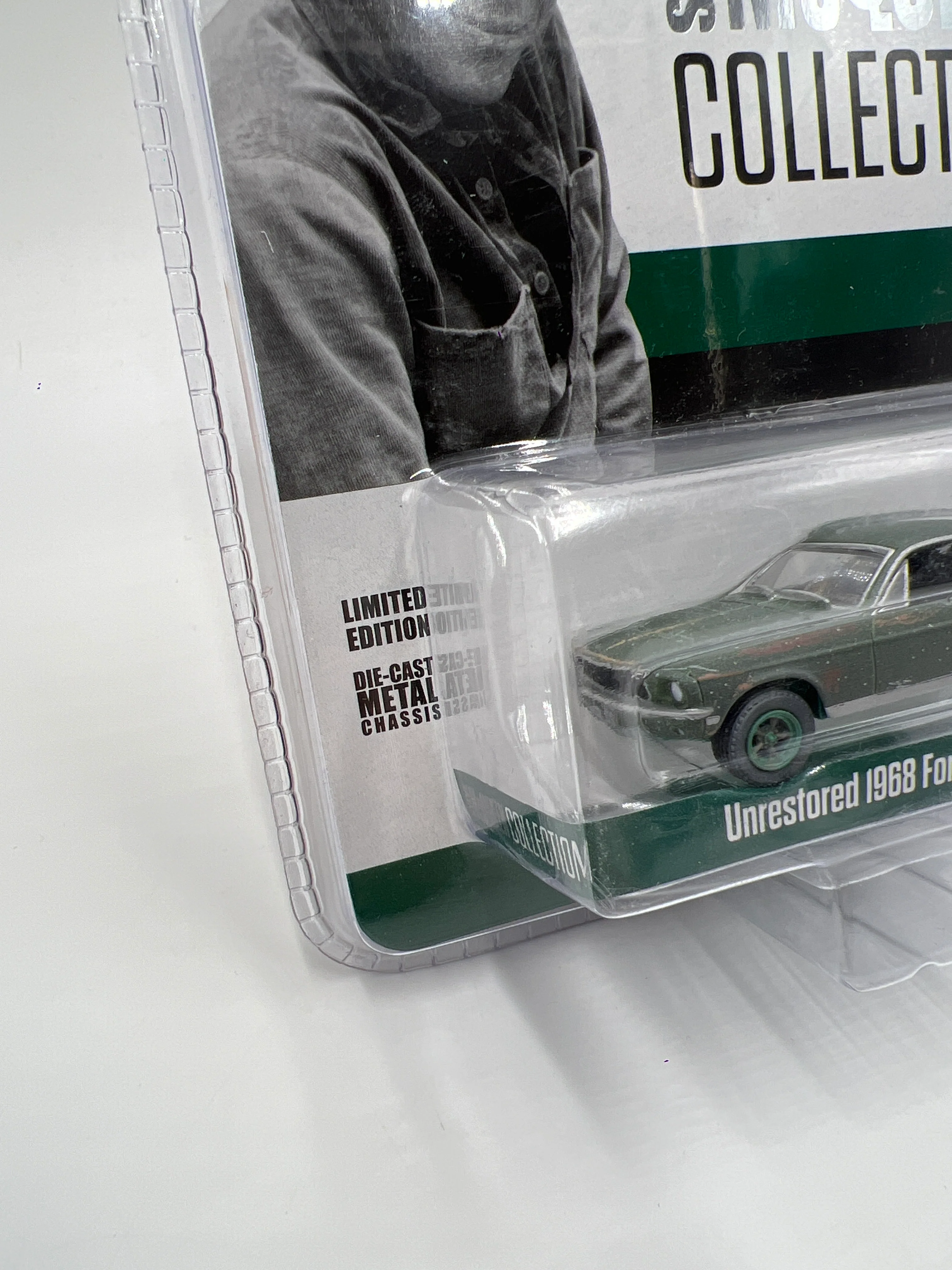 Greenlight Hobby Exclusive Steve McQueen Collection CHASE Unrestored 1968 Ford Mustang GT Fastback Green - Image 4