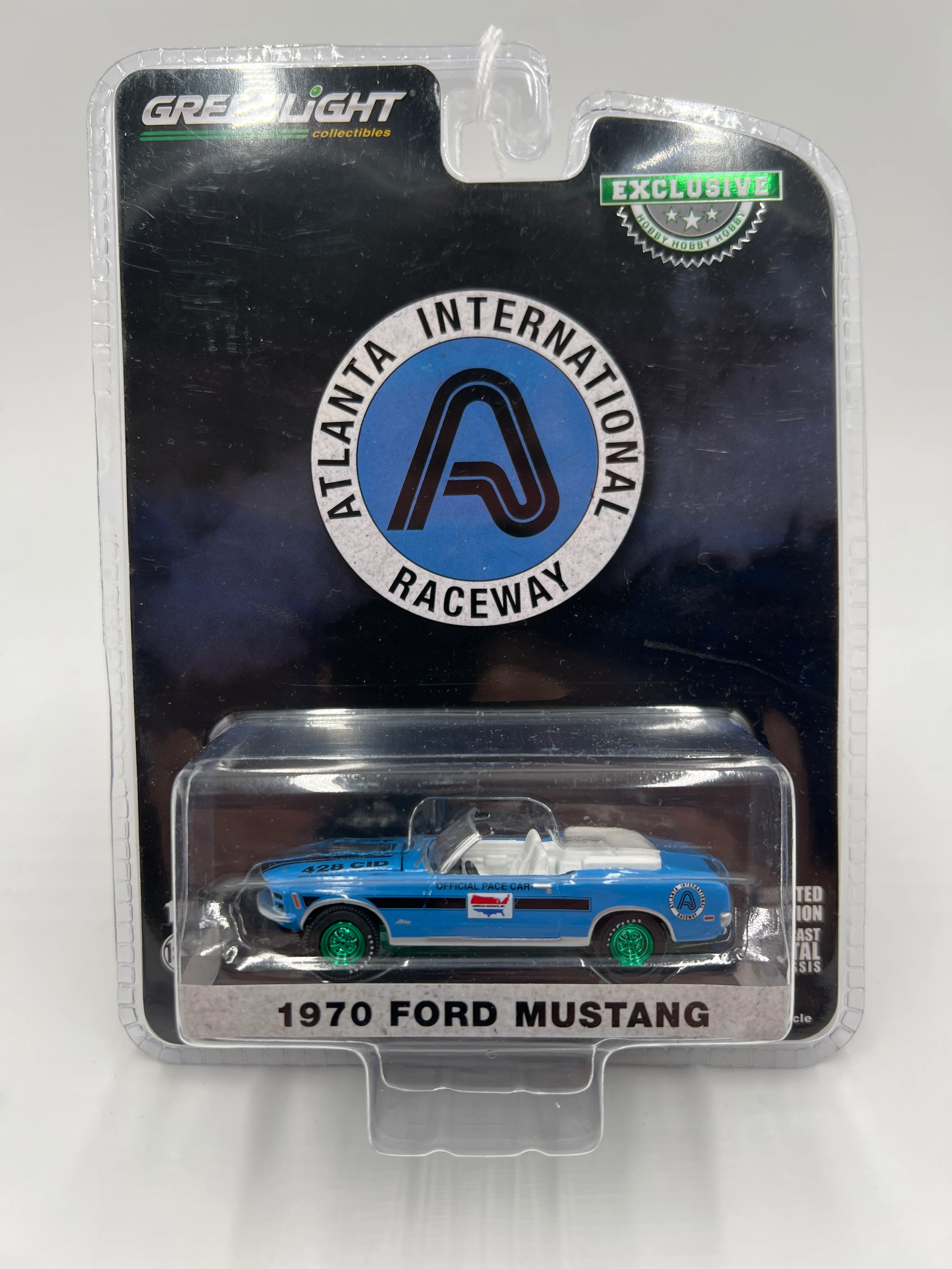 Greenlight Hobby Exclusive Atlanta International Raceway CHASE 1970 Ford Mustang Pace Car Blue - Image 2