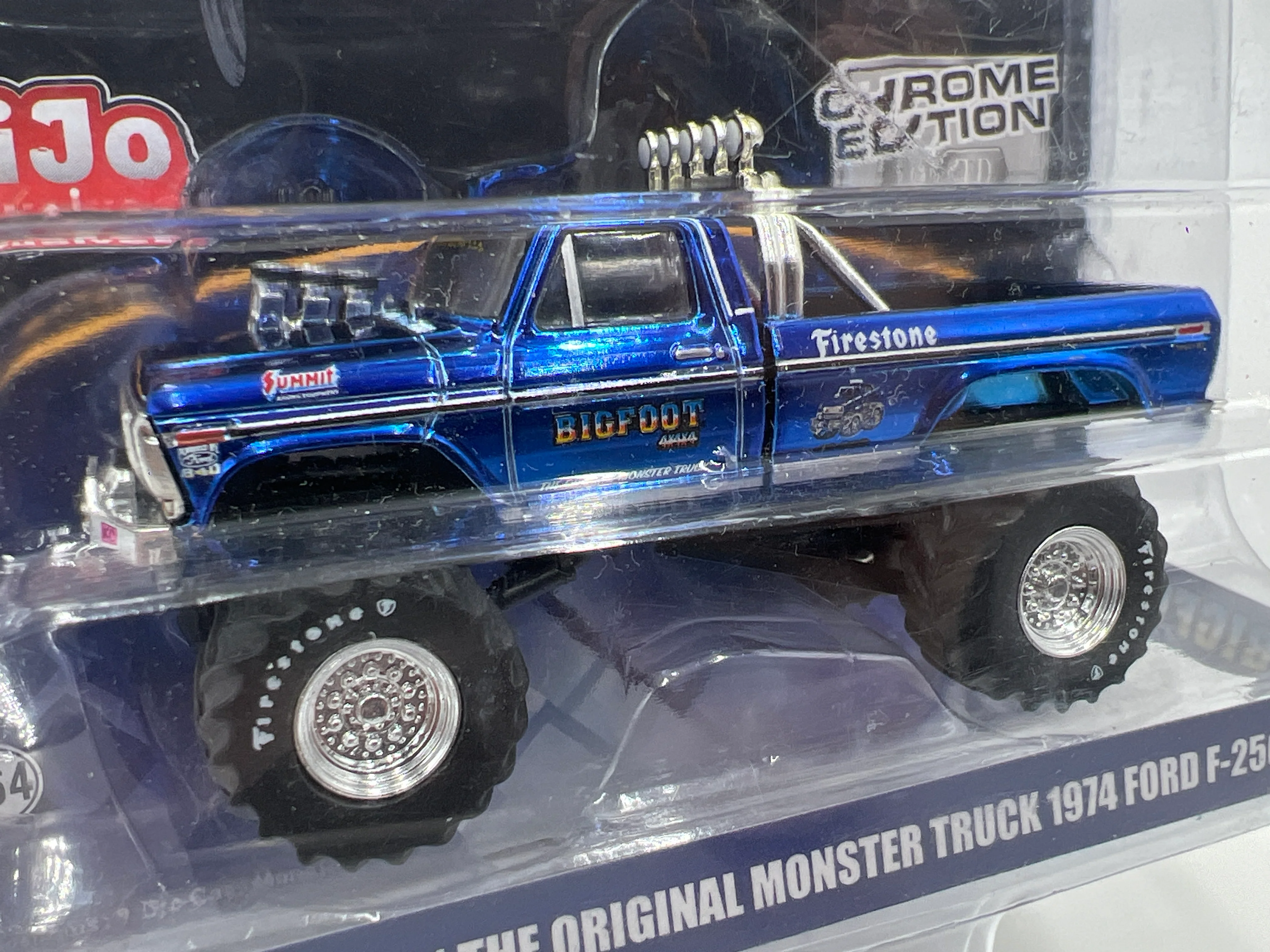 Greenlight MiJo Exclusives Chrome Edition Bigfoot #1 The Original Monster Truck 1974 Ford F-250 Blue - Image 2