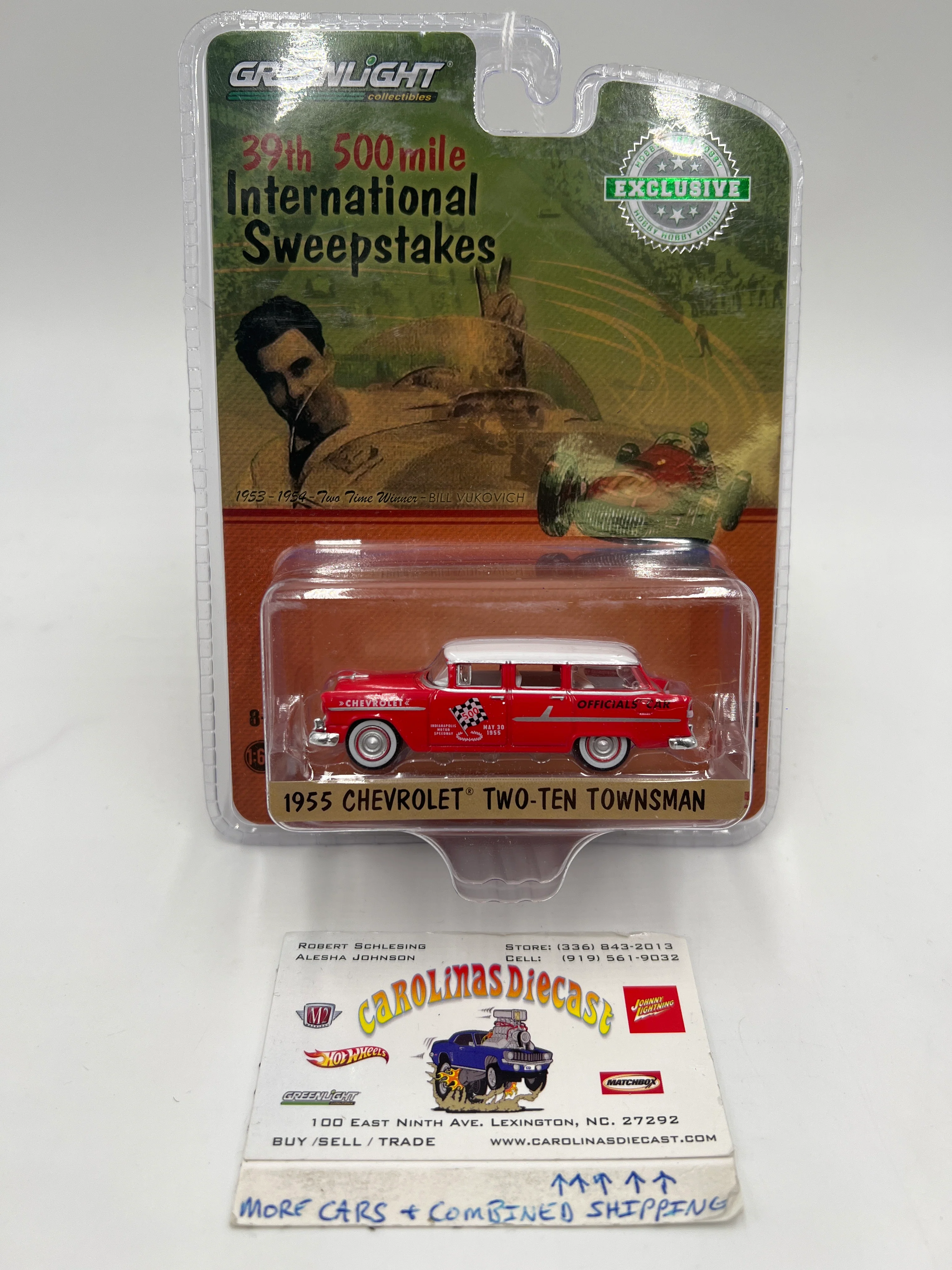 Greenlight 39th 500 Mile International Sweepstakes 1955 Chevrolet Two-Ten Townsman Red 176C