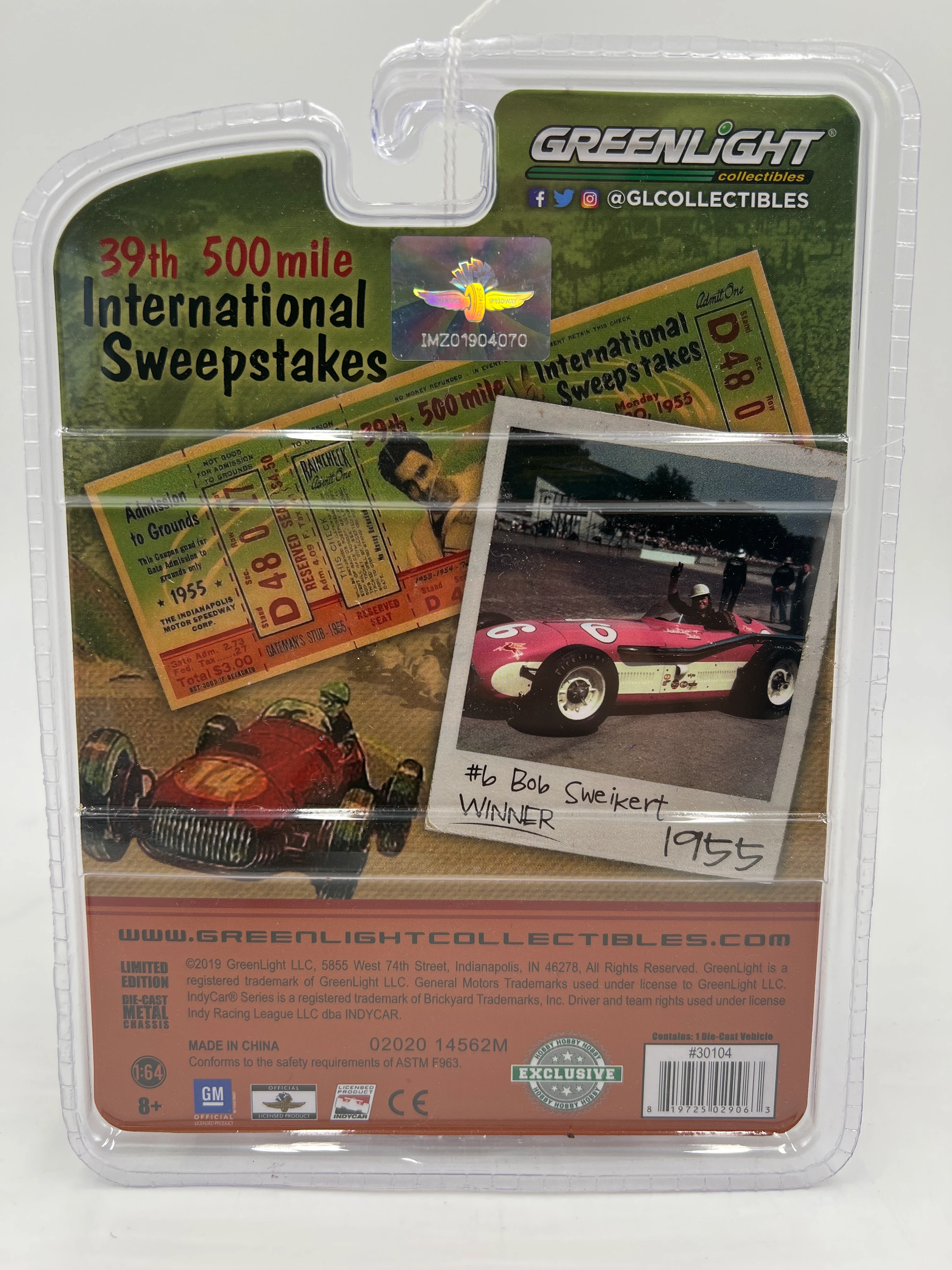 Greenlight 39th 500 Mile International Sweepstakes 1955 Chevrolet Two-Ten Townsman Red 176C - Image 6