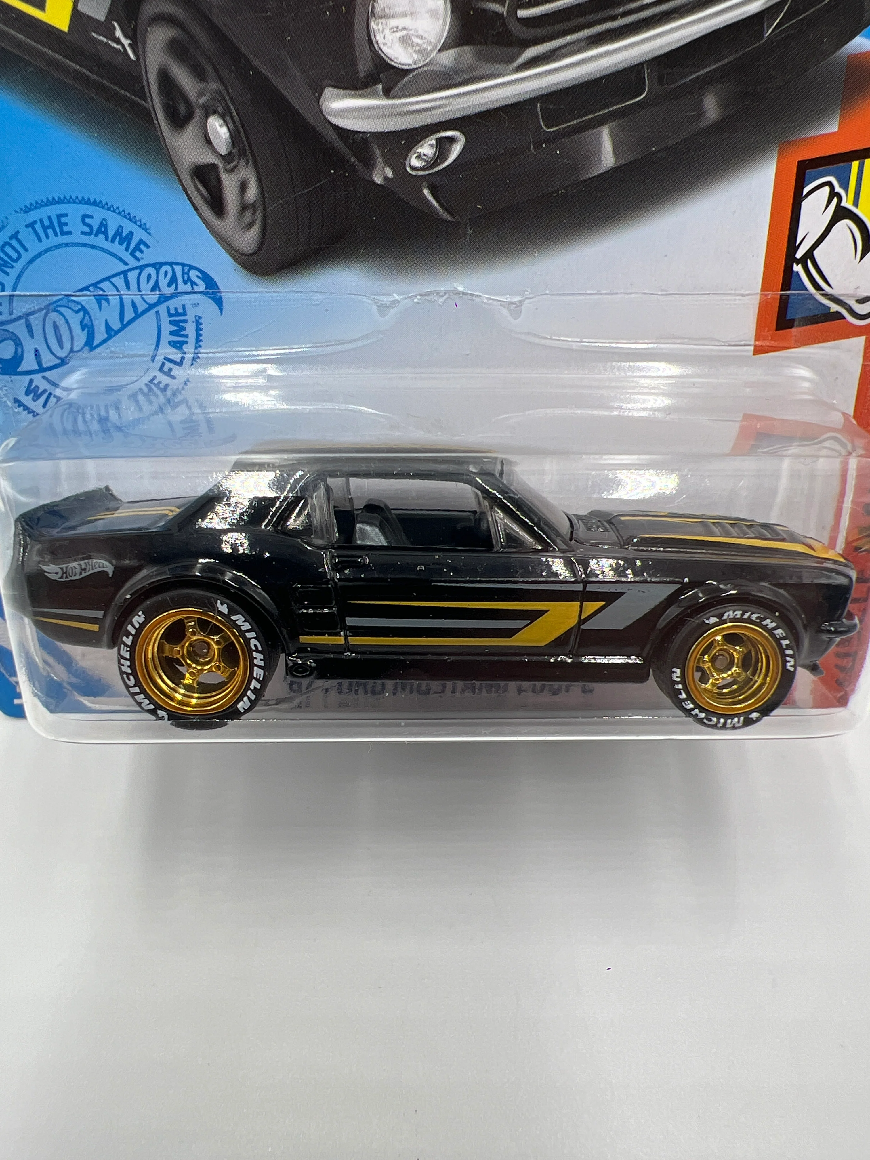 Hot Wheels 67 Ford Mustang Coupe Black Wheel Swap Custom On Card W/Protector SR - Image 3