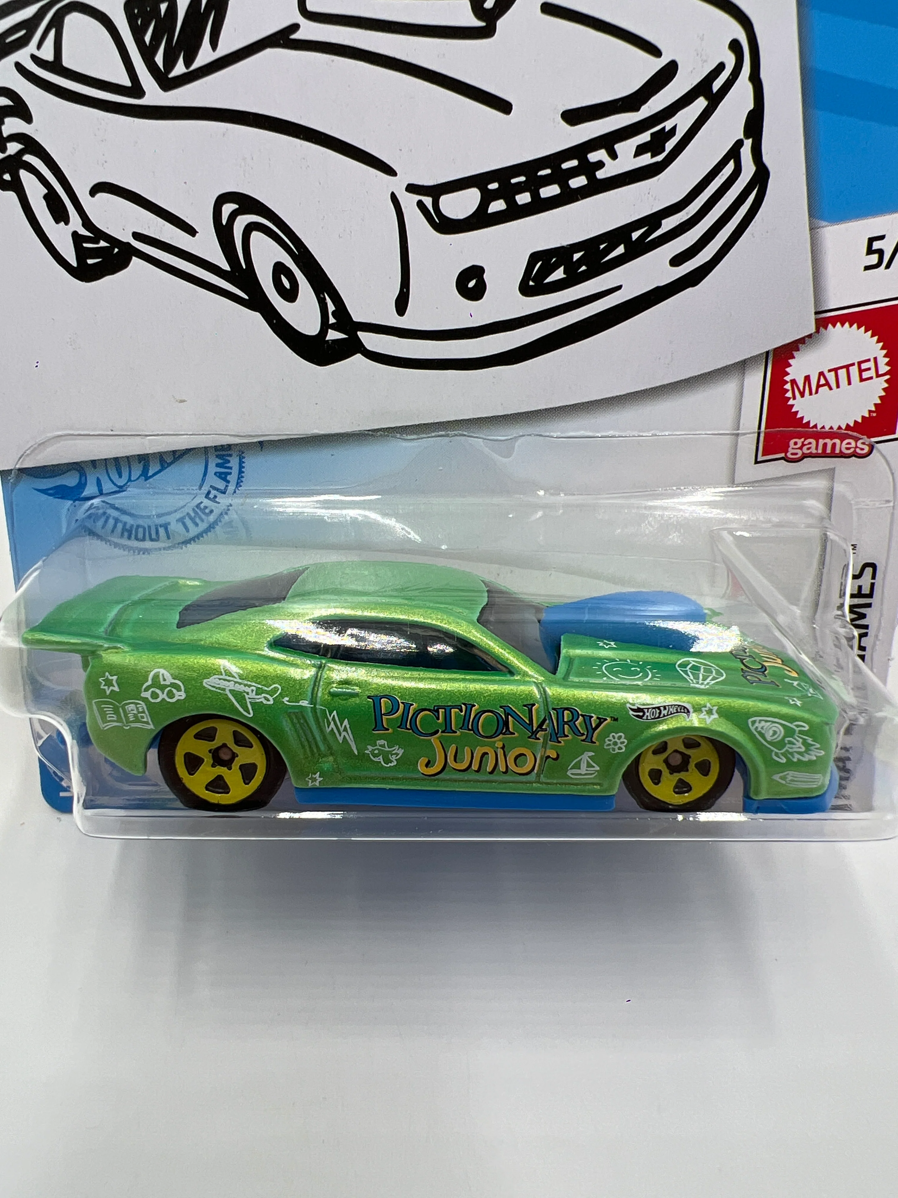 Hot Wheels Kroger Exclusive #149 10 Pro Stock Camaro Green Pictionary Jr Sketch Card W/Protector - Image 2