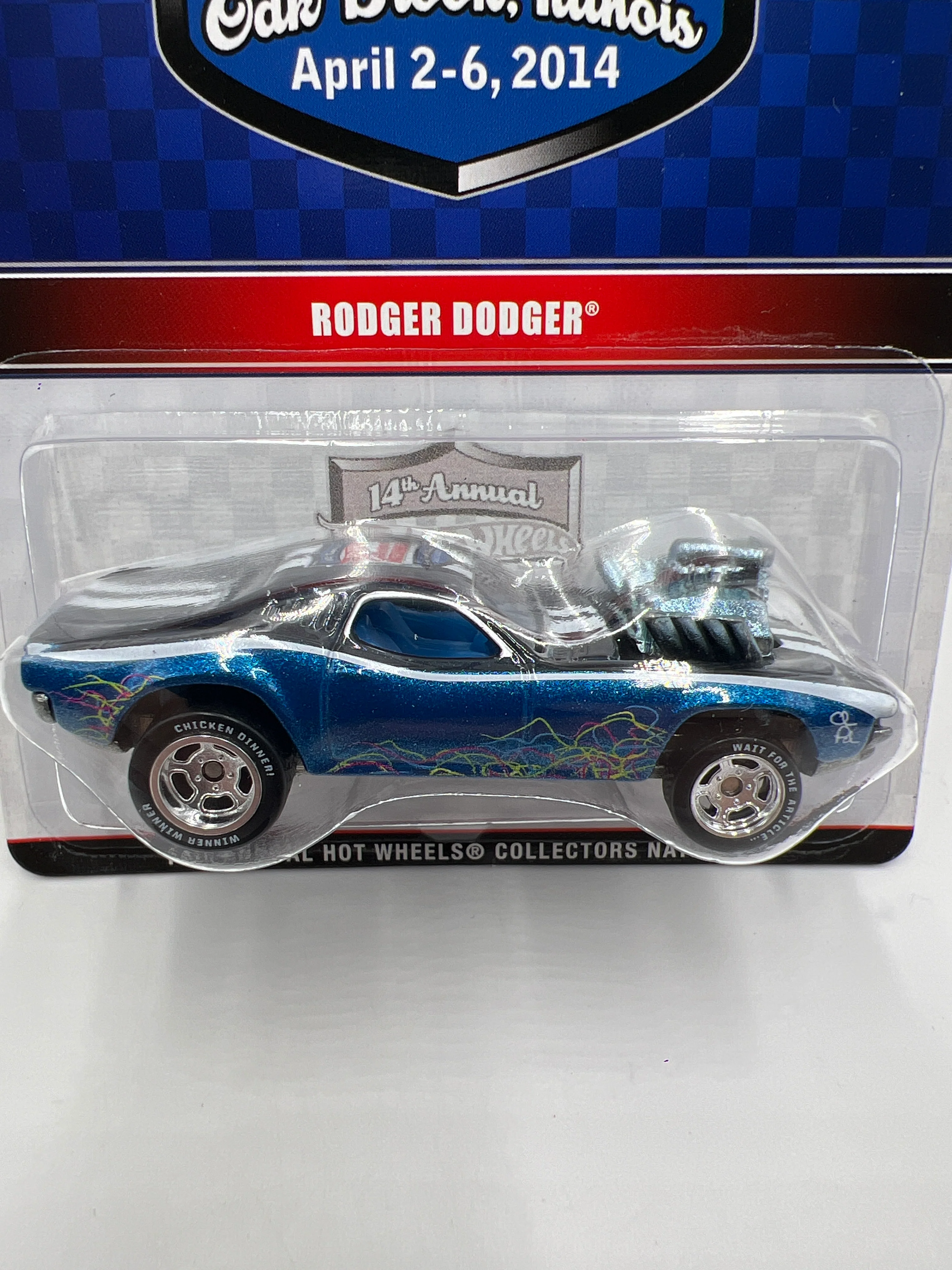 2014 Hot Wheels 14th Annual Collectors Nationals 1029/2000 Rodger Dodger Blue W/Protector - Image 2