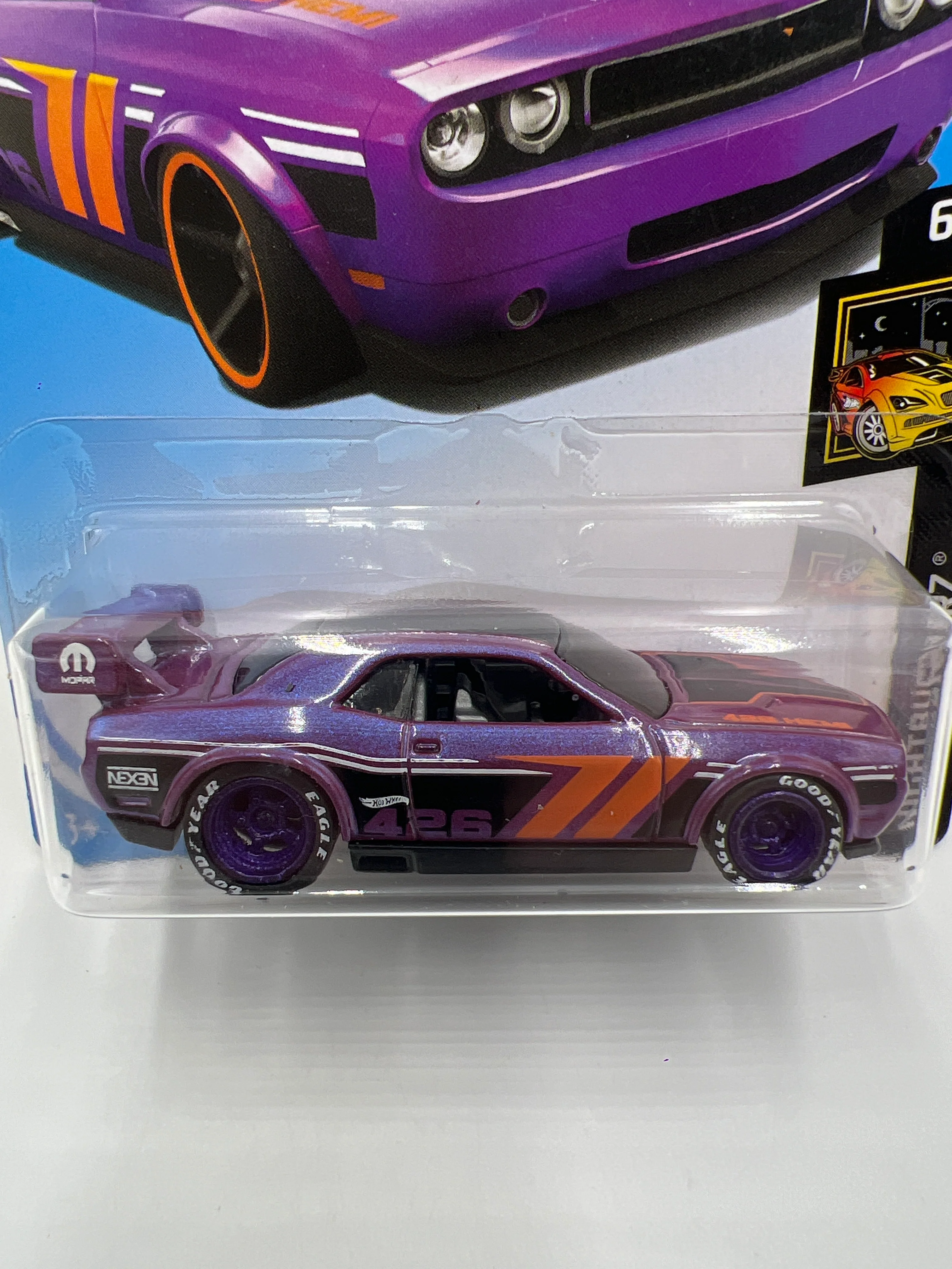 Hot Wheels Dodge Challenger Drift Car Purple Wheel Swap Custom On Card W/Protector SR - Image 2