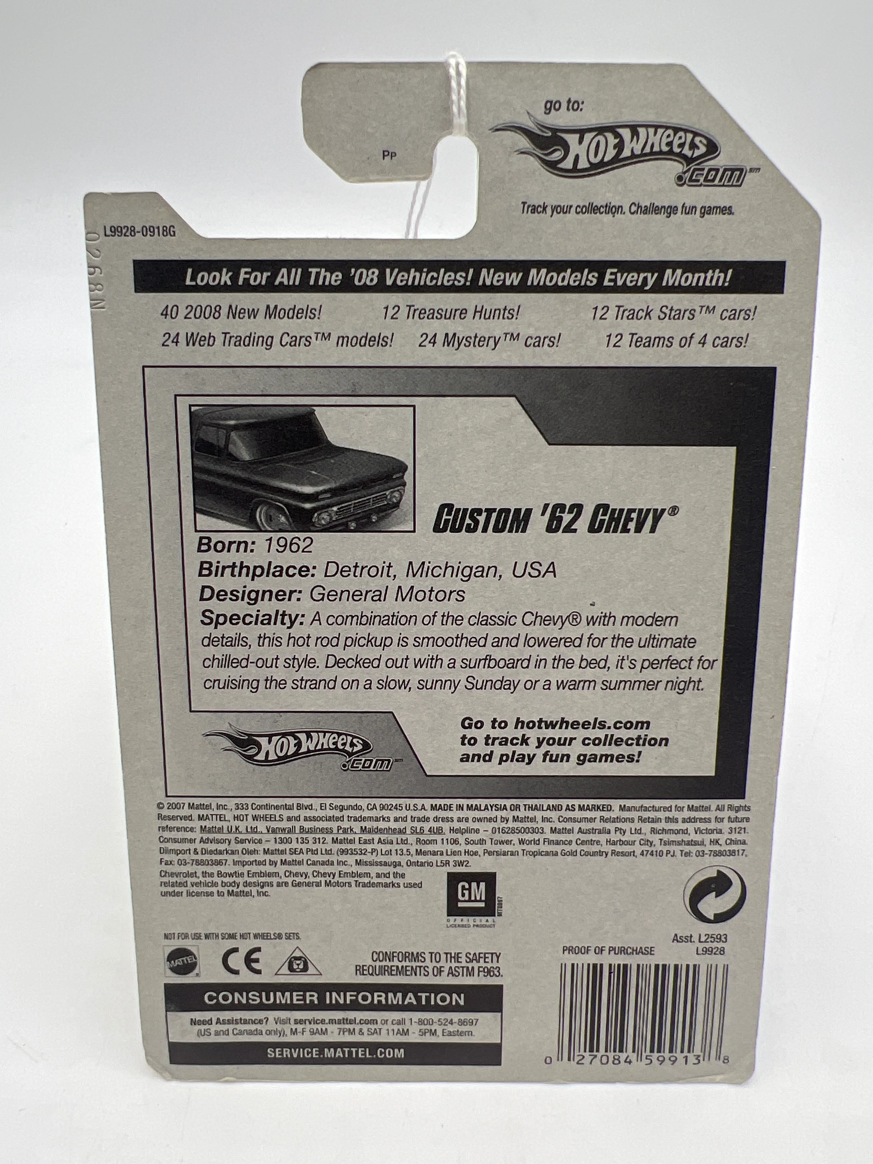 2008 Hot Wheels New Models #13 Custom 62 Chevy 18C - Image 6