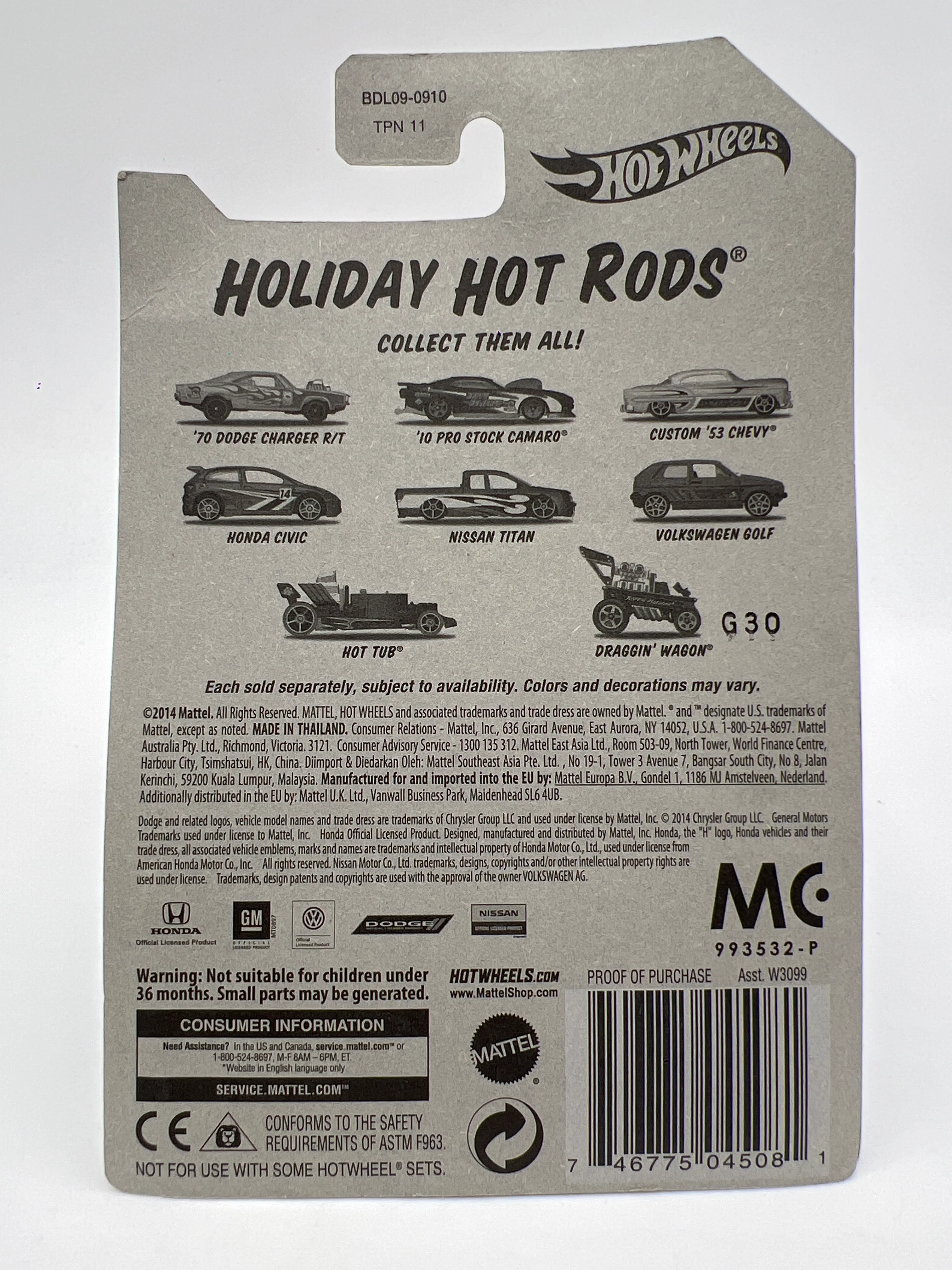 2014 Hot Wheels Holiday Hot Rods #3 Nissan Titan Green W/Protector - Image 6