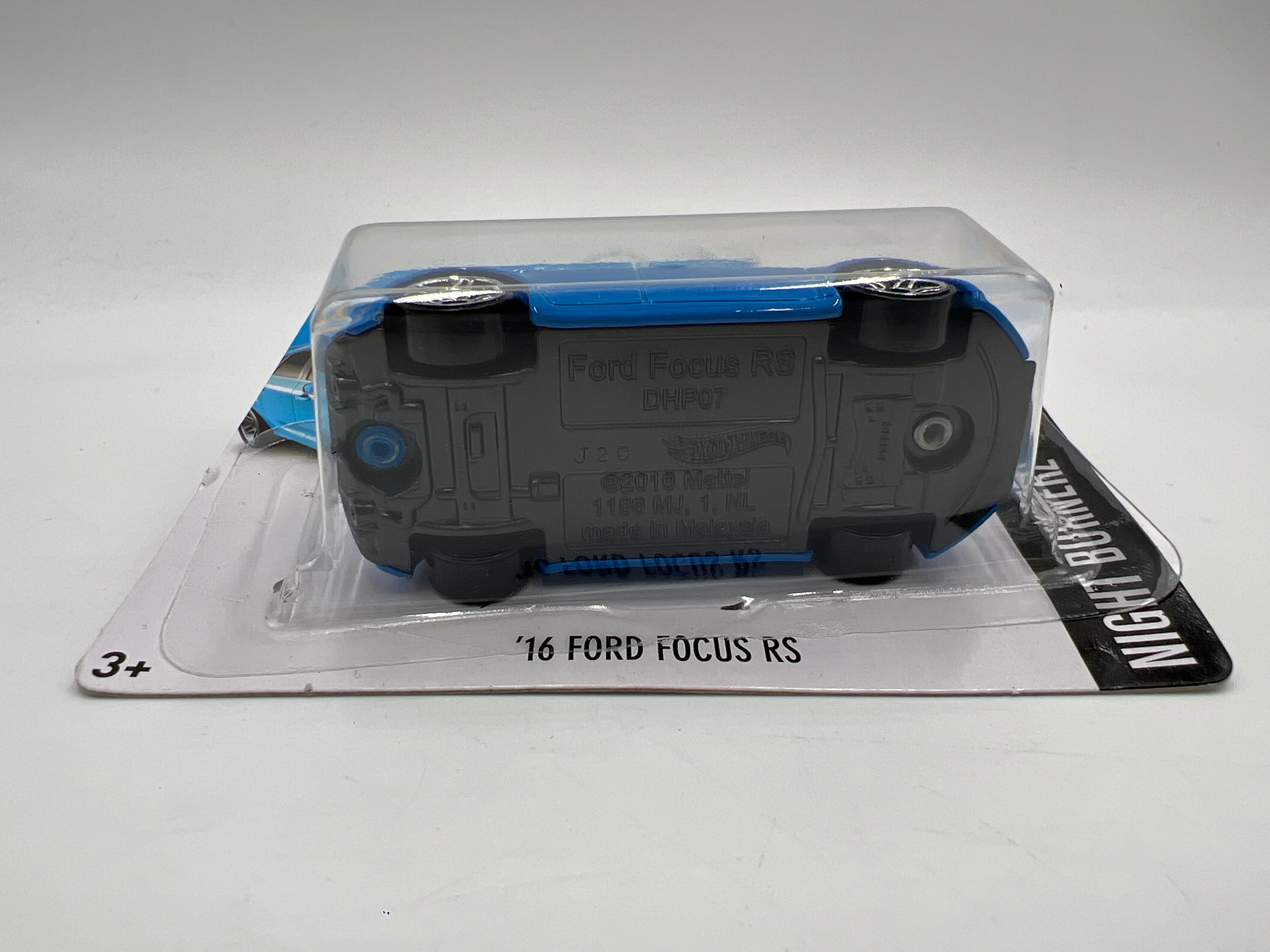 2016 Hot Wheels Night Burnerz #90 16 Ford Focus RS Blue Short Card Blister Off Center 21E - Image 6