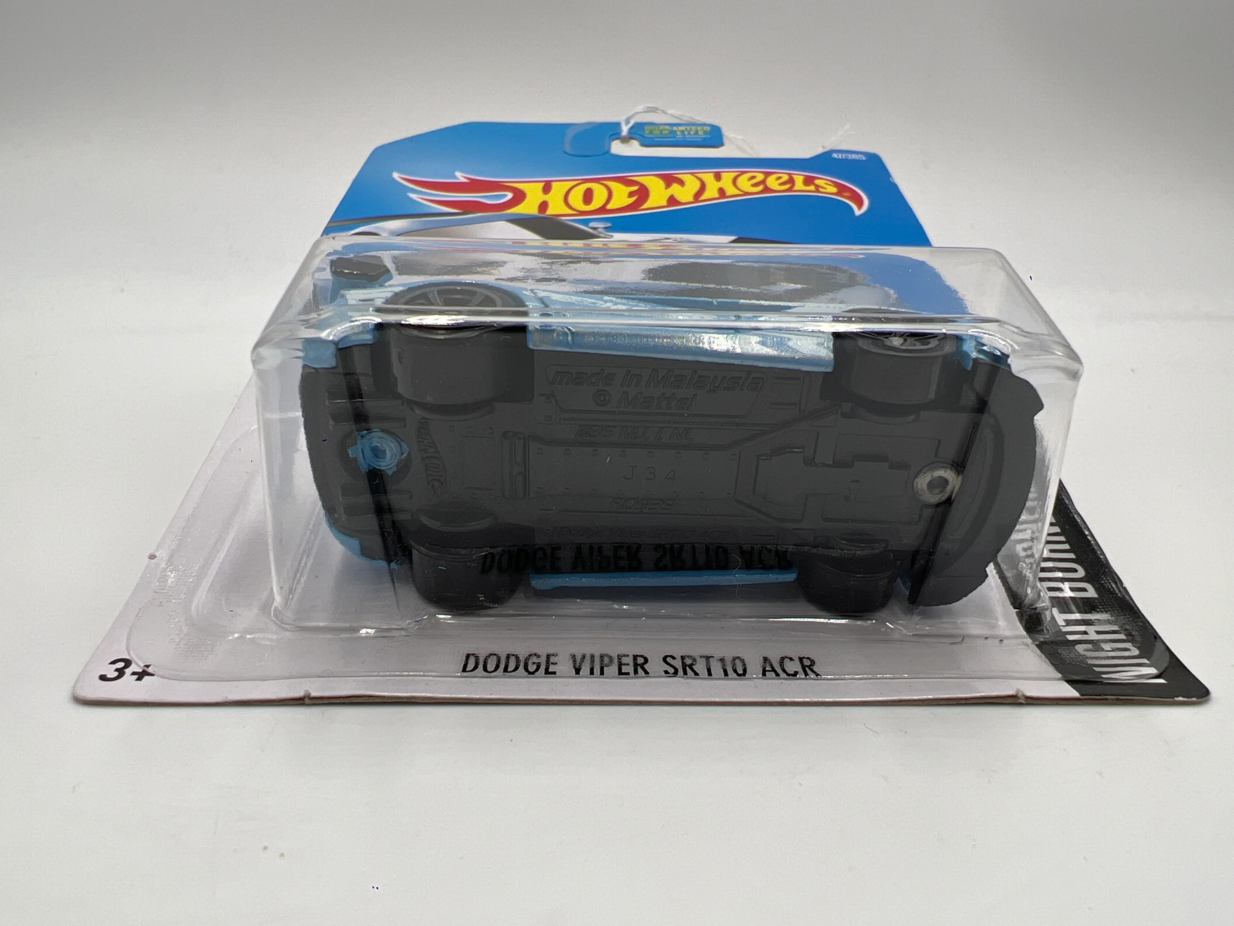 2017 Hot Wheels Night Burnerz Dodge Viper SRT10 ACR Light Blue (Card Not Perfect) 140C - Image 6