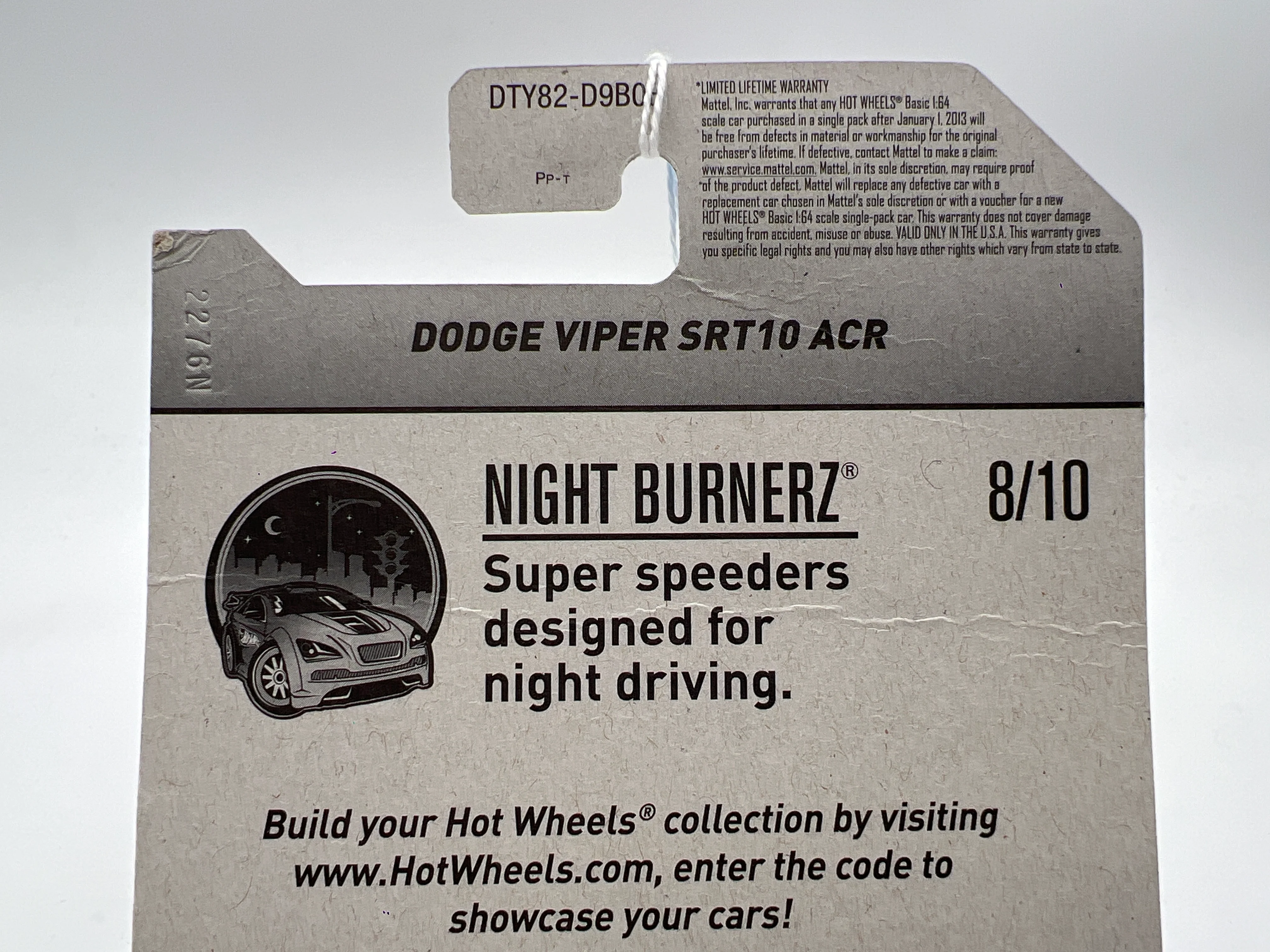 2017 Hot Wheels Night Burnerz Dodge Viper SRT10 ACR Light Blue (Card Not Perfect) 140C - Image 8
