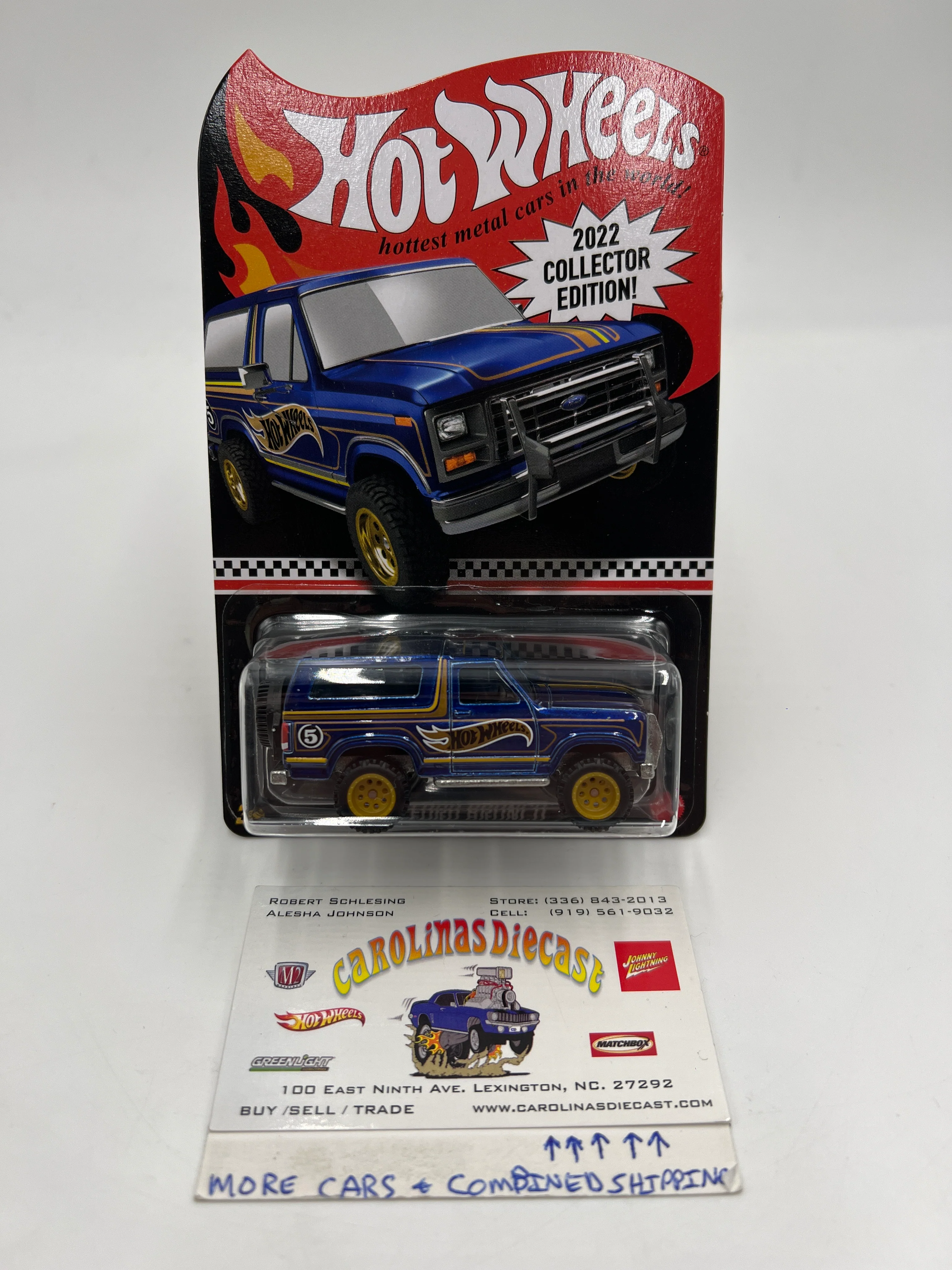 2022 Hot Wheels RLC Collector Edition Walmart Mail In #5 85 Ford Bronco Blue W/Protector