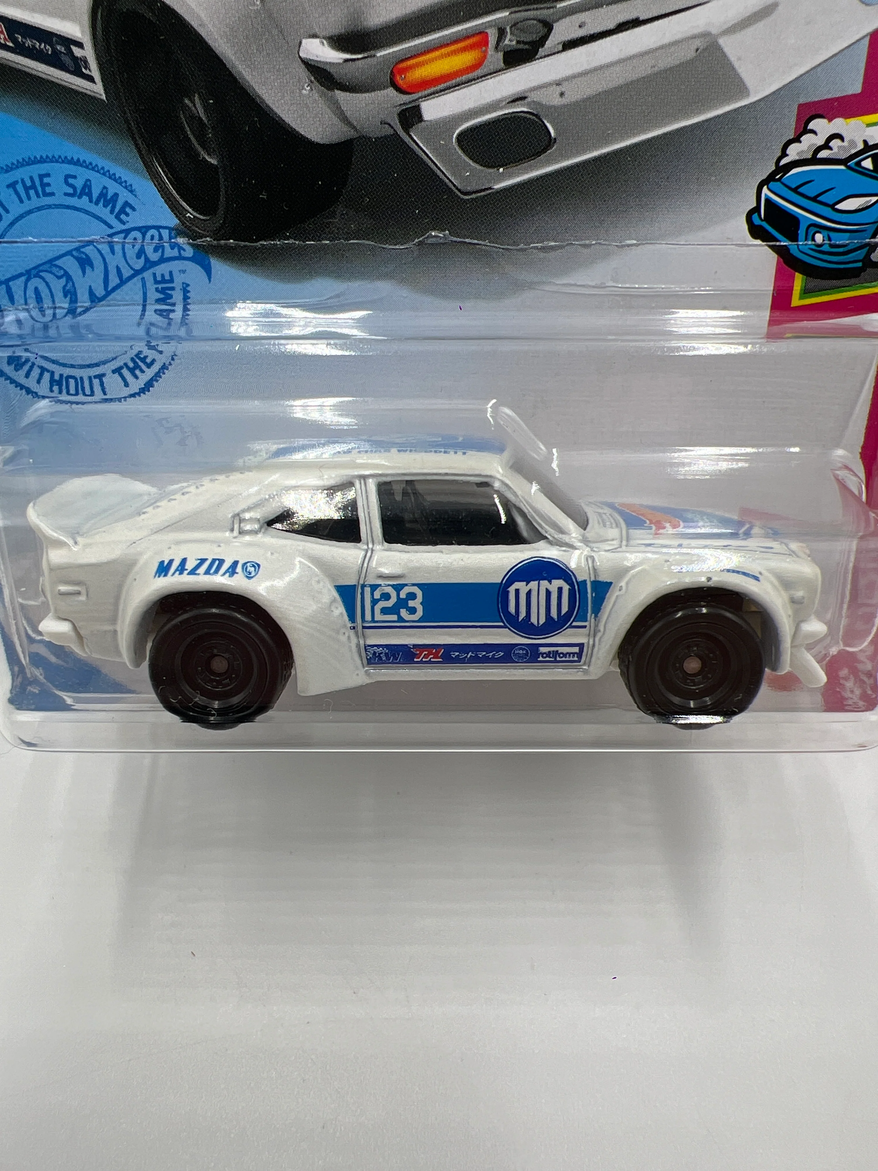 2021 Hot Wheels Super Treasure Hunt #137 Mazda RX-3 White W/Protector - Image 3