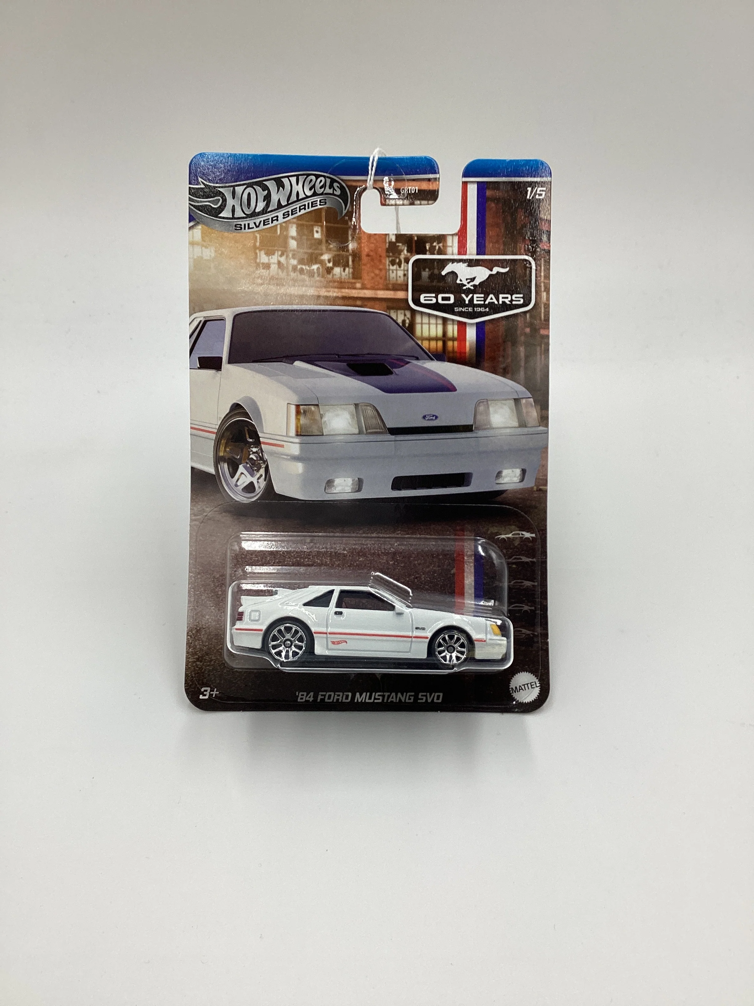 2024 Hot Wheels Silver Series 60 Years Mustang #1 84 Ford Mustang SVO White 151A - Image 2