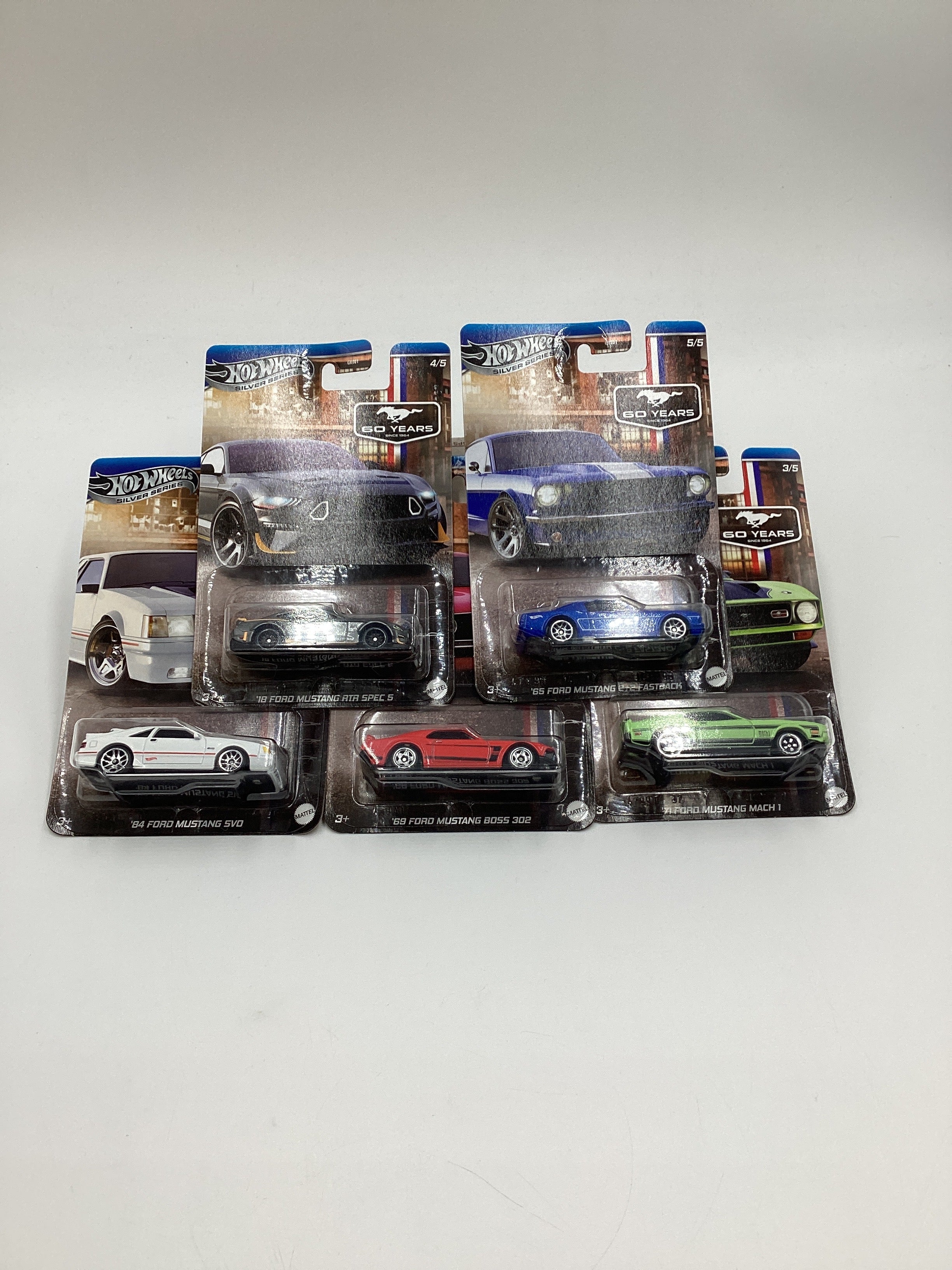 2024 Hot Wheels Silver Series 60 Years Full Set Mustang SVO/Boss 302/Mach 1/RTR/Fastback - Image 2