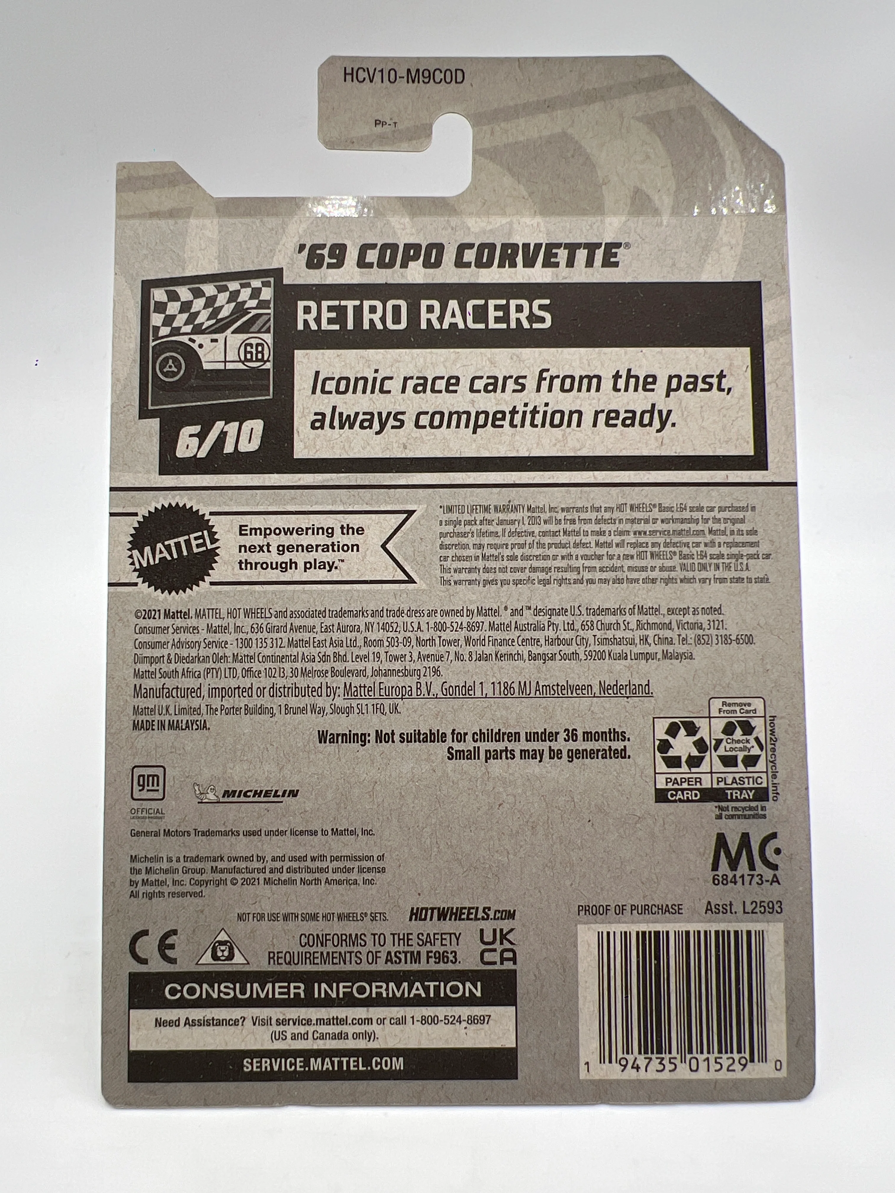 Hot Wheels 69 Copo Corvette Blue Wheel Swap Custom On Card W/Protector SR - Image 6