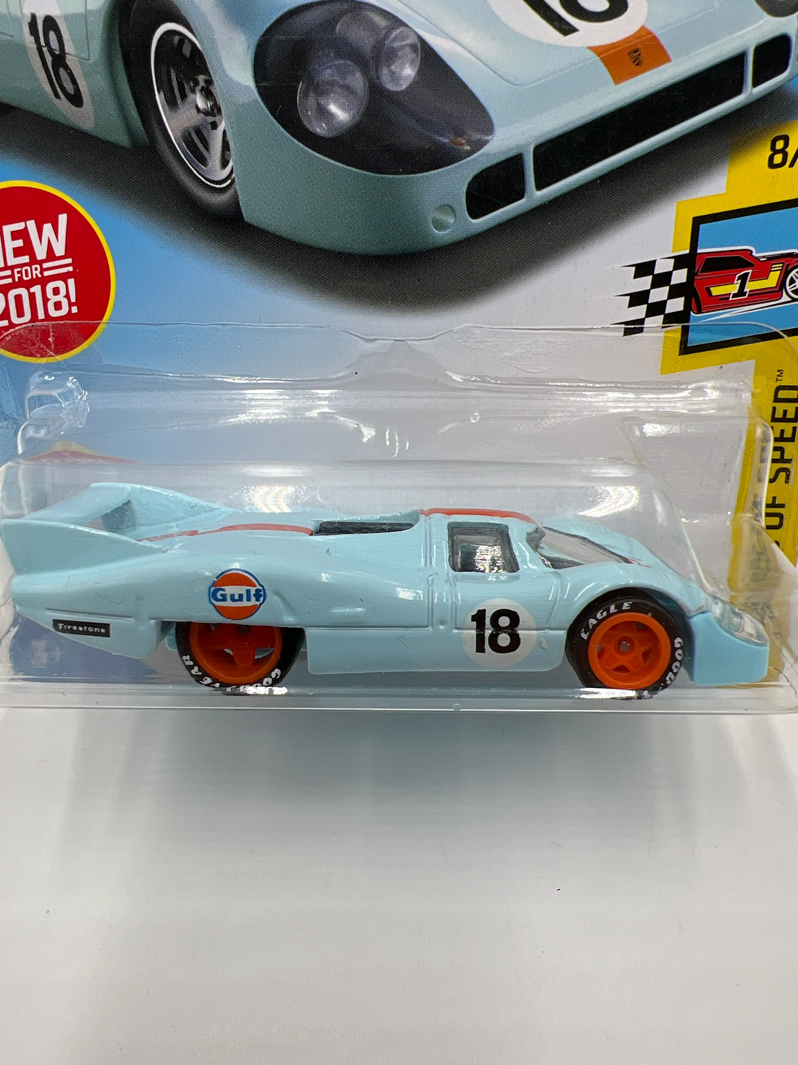 Hot Wheels Porsche 917 LH Blue Gulf Wheel Swap Custom On Card W/Protector SR - Image 3