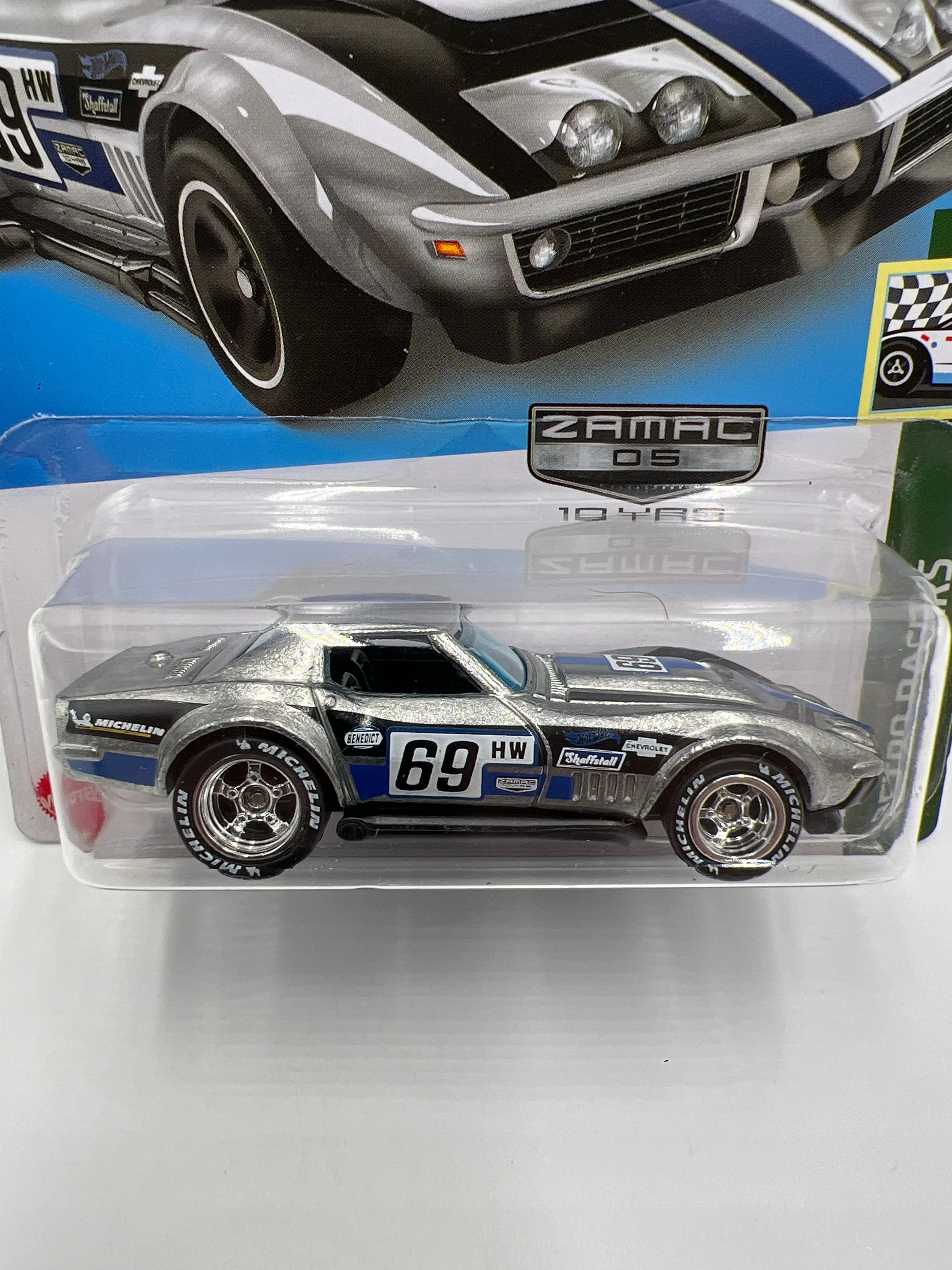Hot Wheels 69 Copo Corvette Walmart Exclusive Zamac Wheel Swap Custom On Card W/Protector SR - Image 2