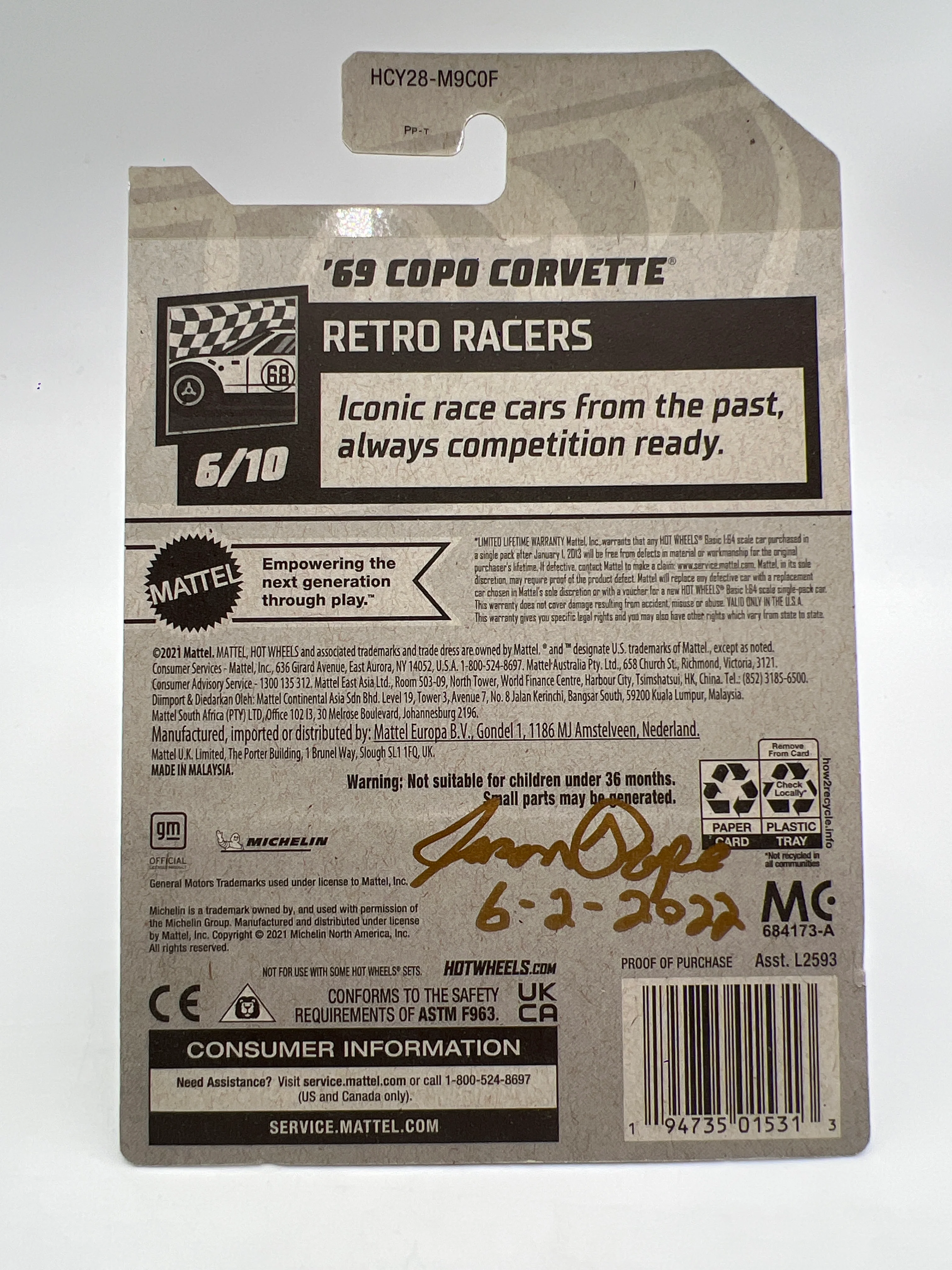 Hot Wheels 69 Copo Corvette Walmart Exclusive Zamac Wheel Swap Custom On Card W/Protector SR - Image 6