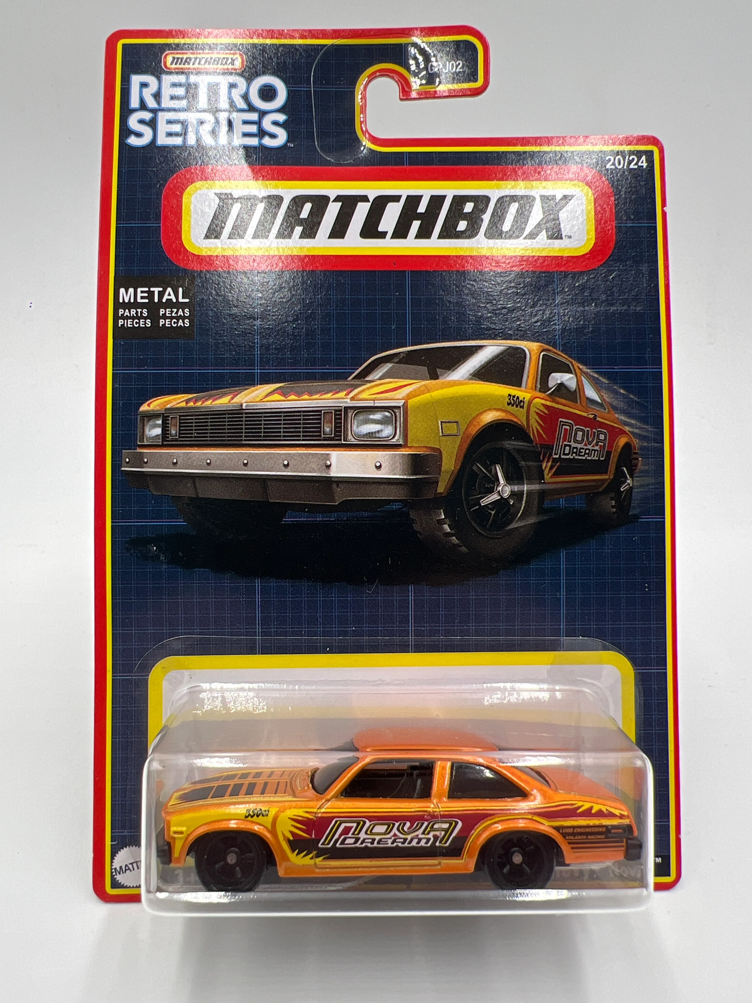 Matchbox Retro Series 1979 Chevy Nova Orange Wheel Swap Custom On Card W/Protector SR - Image 2