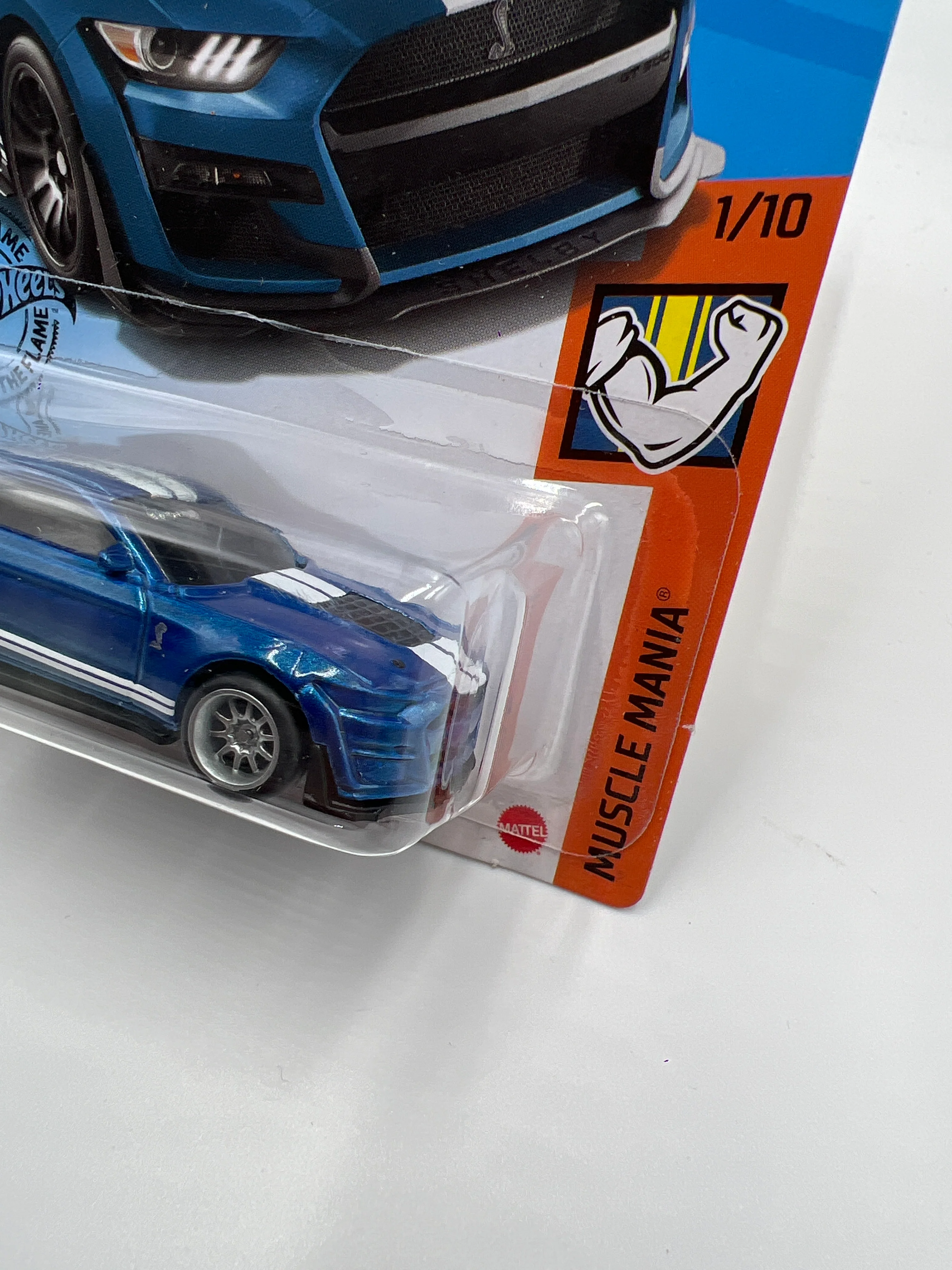 Hot Wheels 2020 Ford Mustang Shelby GT500 Blue Wheel Swap Custom On Card W/Protector - Image 4
