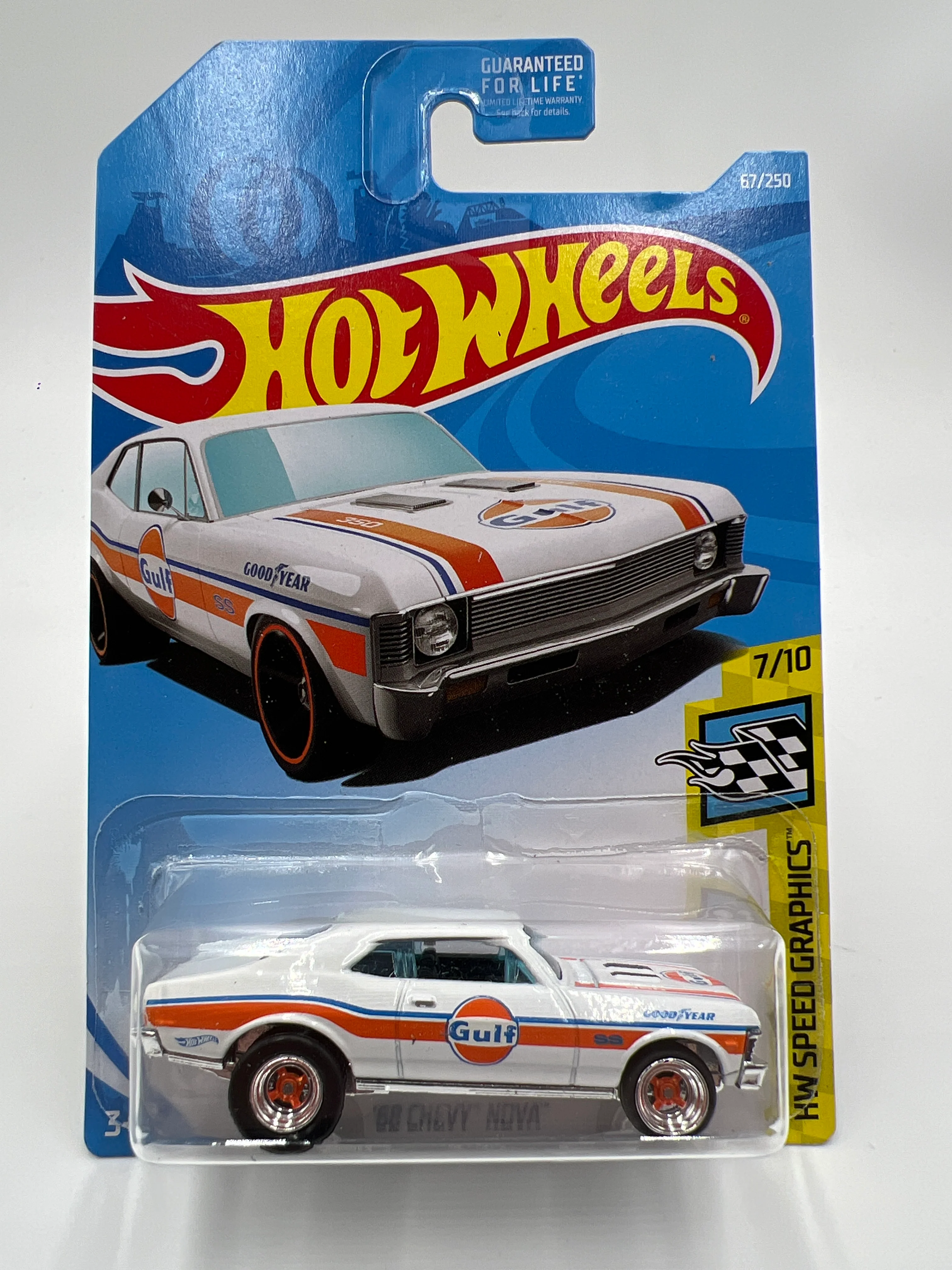 Hot Wheels 68 Chevy Nova White Gulf Wheel Swap Custom On Card W/Protector (SR) - Image 2