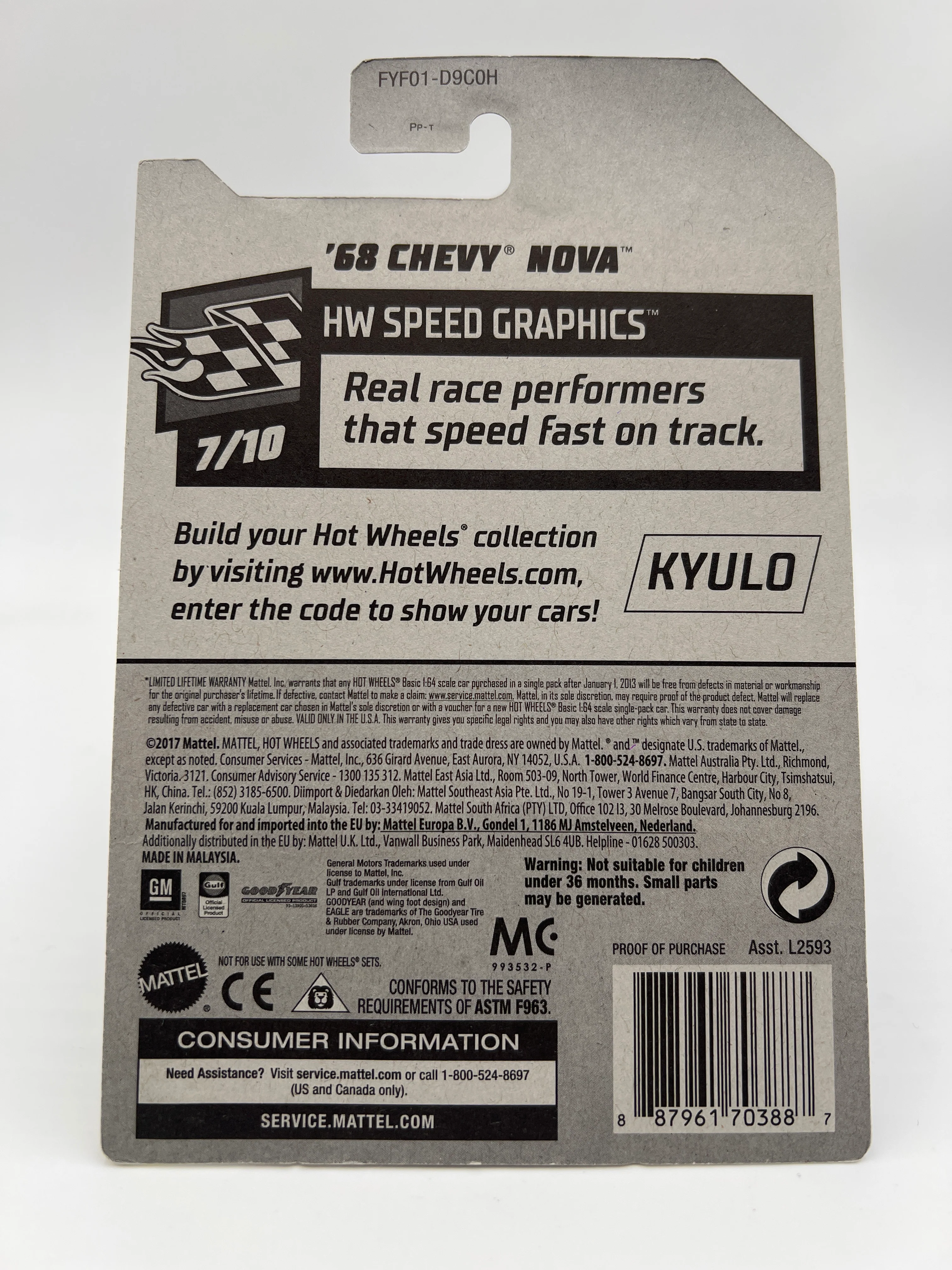 Hot Wheels 68 Chevy Nova White Gulf Wheel Swap Custom On Card W/Protector (SR) - Image 7
