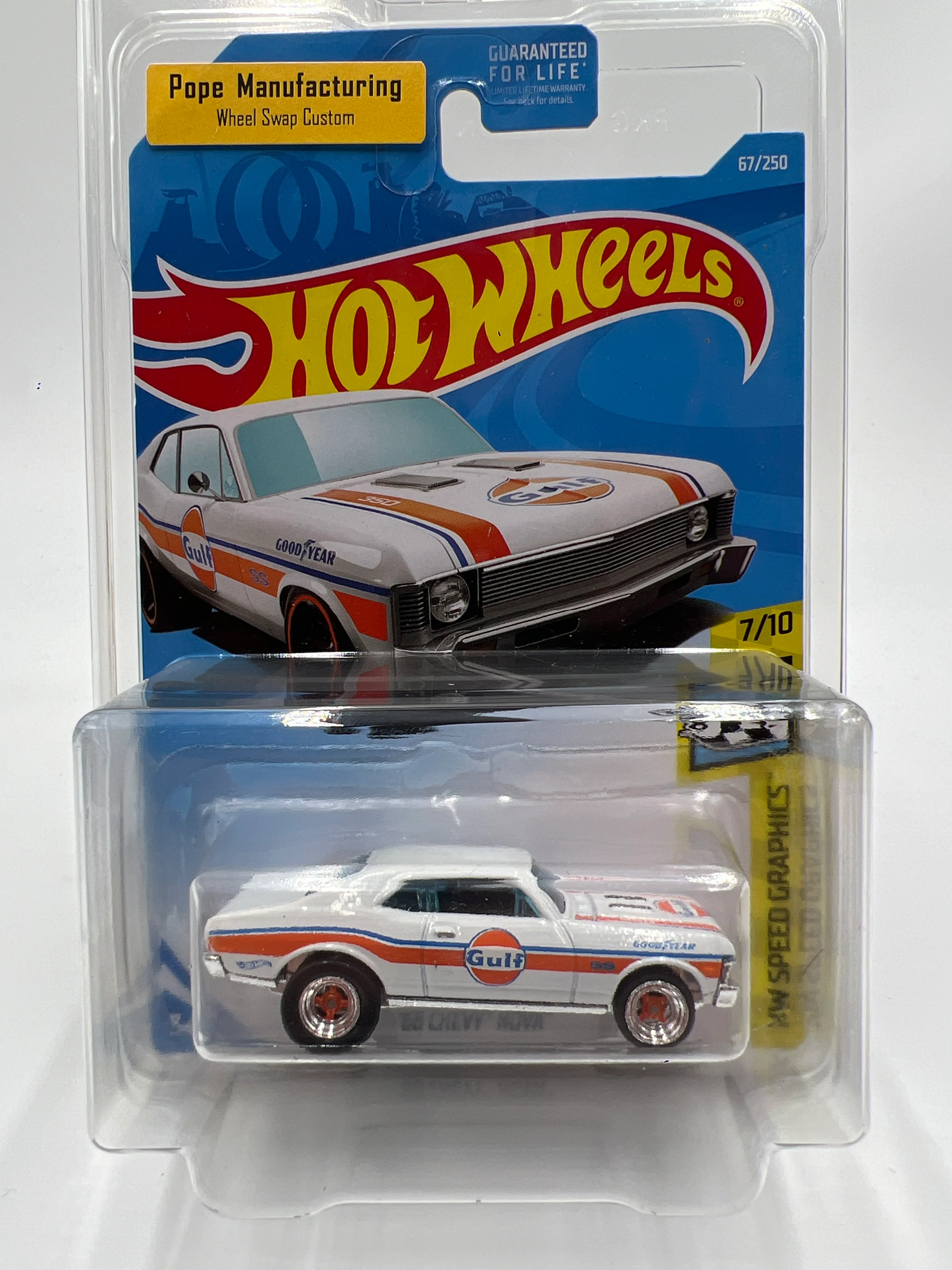 Hot Wheels 68 Chevy Nova White Gulf Wheel Swap Custom On Card W/Protector (SR) - Image 8