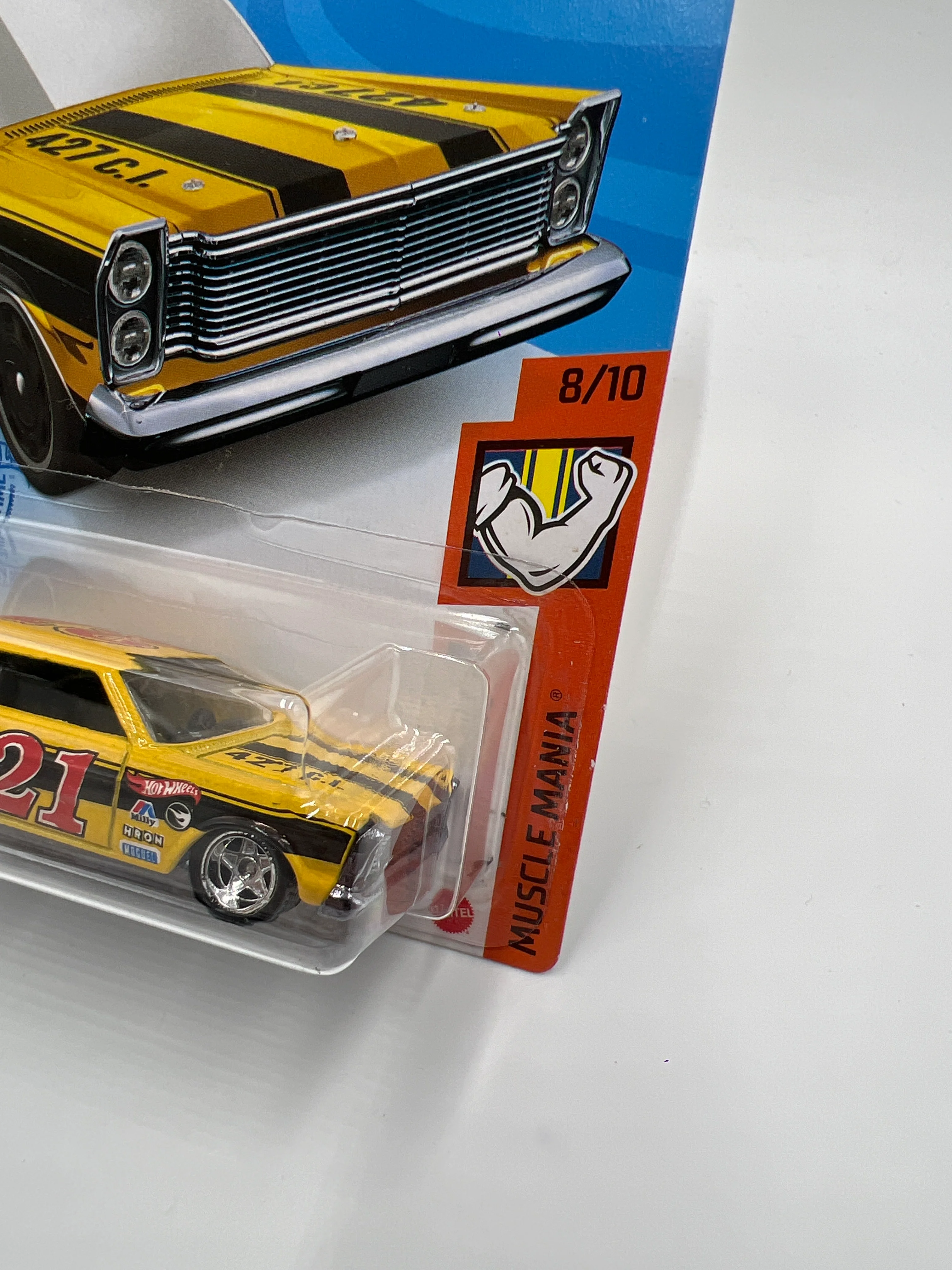 Hot Wheels Treasure Hunt 65 Ford Galaxie Yellow Wheel Swap Custom On Card W/Protector SR - Image 3