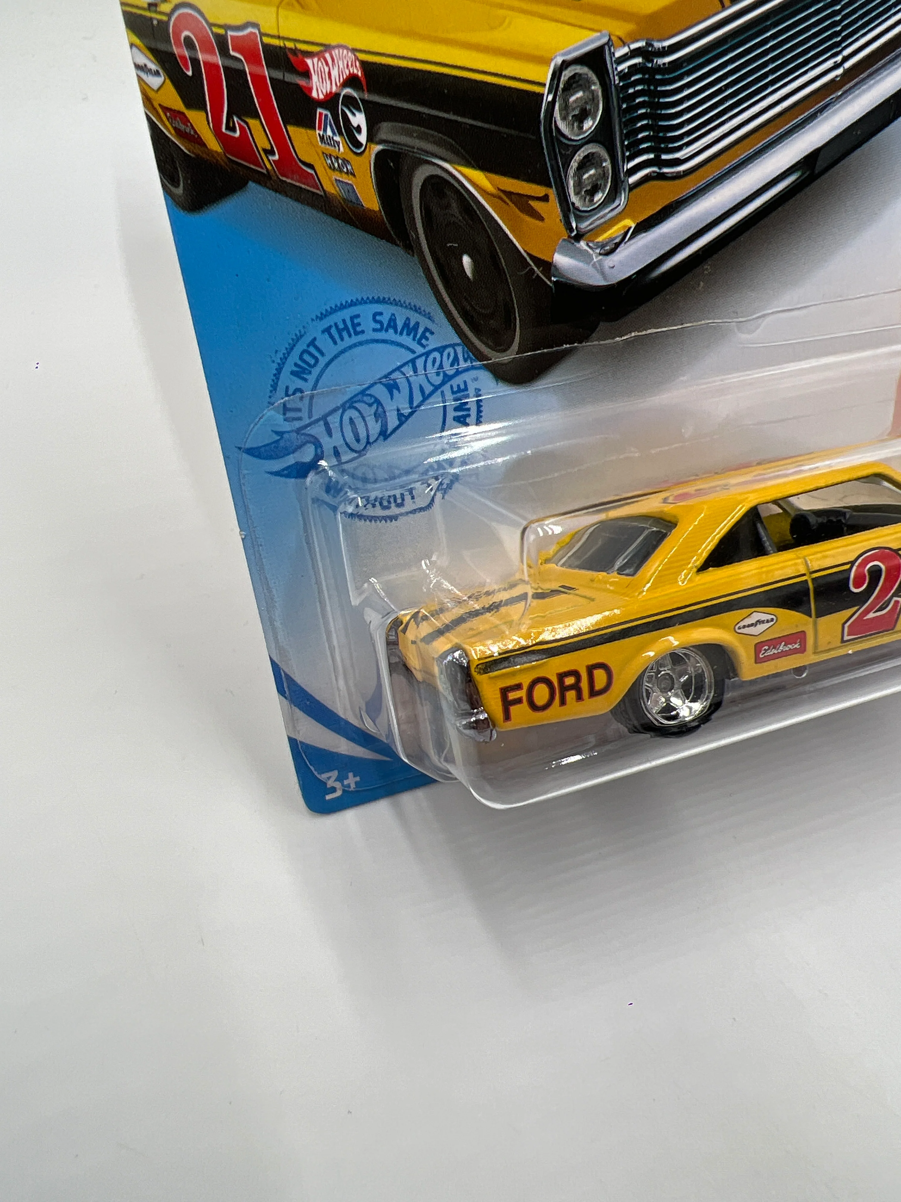 Hot Wheels Treasure Hunt 65 Ford Galaxie Yellow Wheel Swap Custom On Card W/Protector SR - Image 4