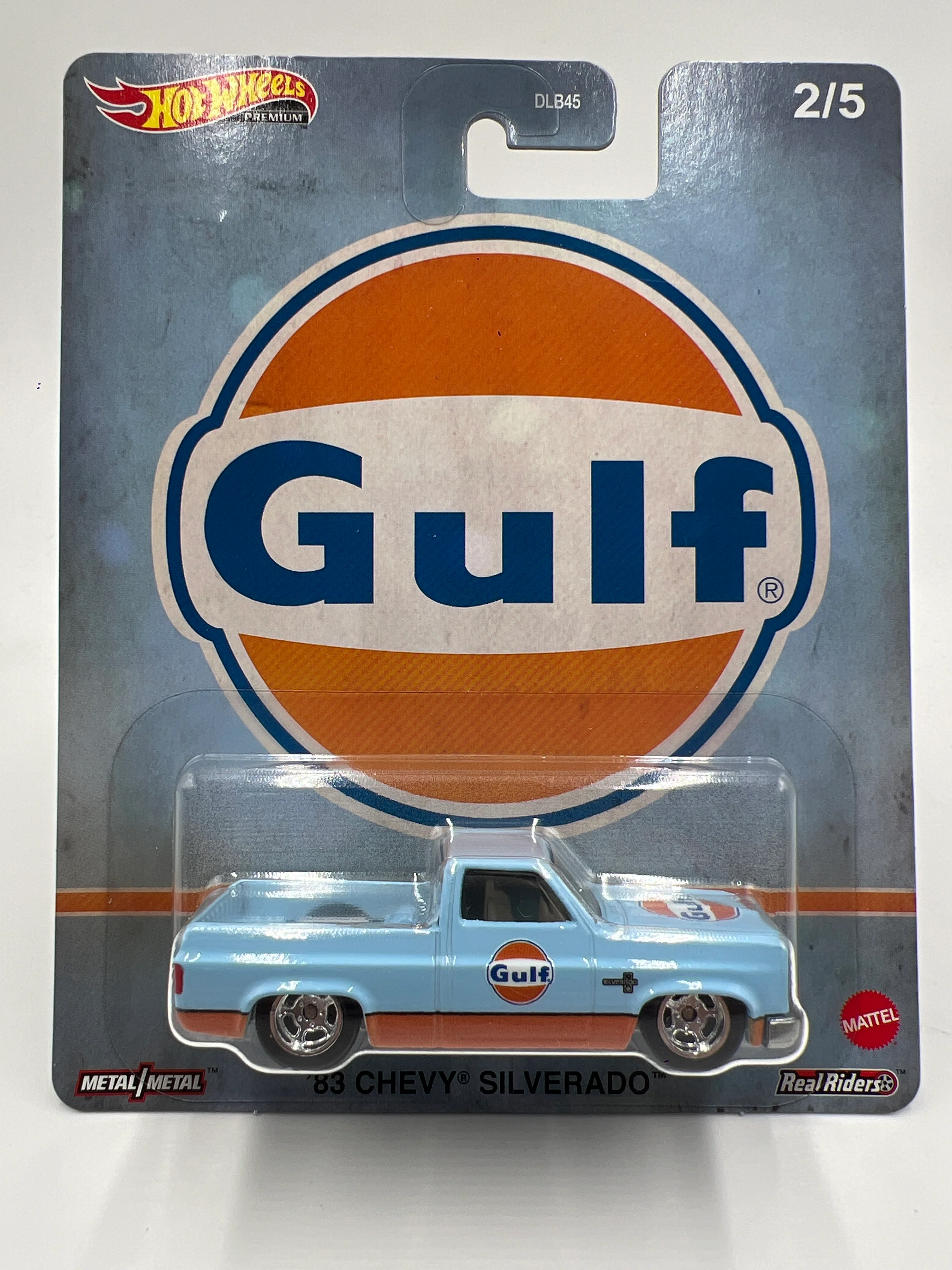 Hot Wheels Car Culture Vintage Oil #2 83 Chevy Silverado Gulf Blue W/Protector - Image 2